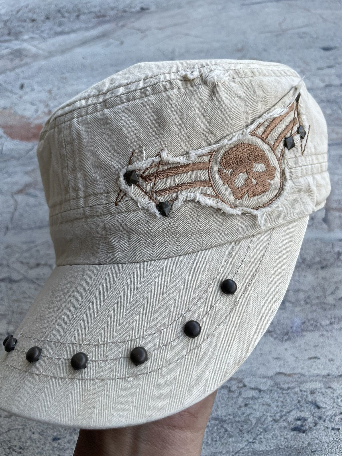 Hysteric Glamour Skull Studded Distressed Patrol Hat Size ONE SIZE - 3 Thumbnail