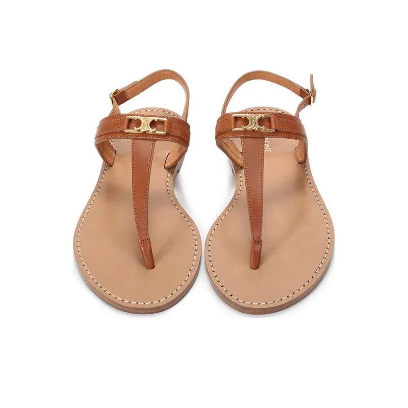 Celine o1bcso1str0724 Flat Sandal 05 Vegetal Calfskin in Tan Size US 7 / IT 37 - 5 Thumbnail