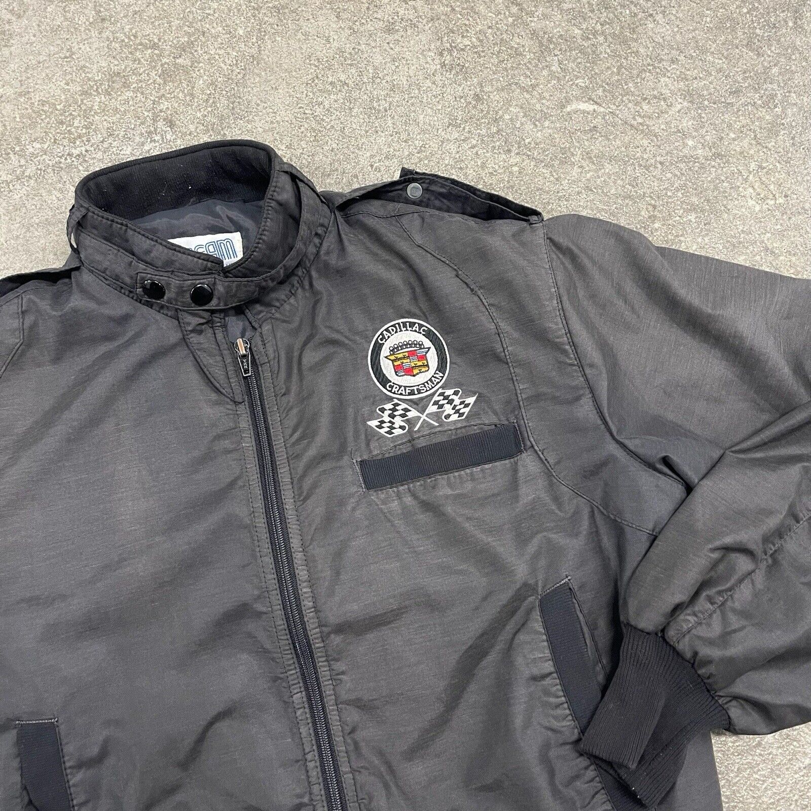 Cadillac × Chalk Line × Vintage Vintage Cadillac Craftsman Premium Black Satin Bomber Jacket Size US M / EU 48-50 / 2 - 2 Thumbnail