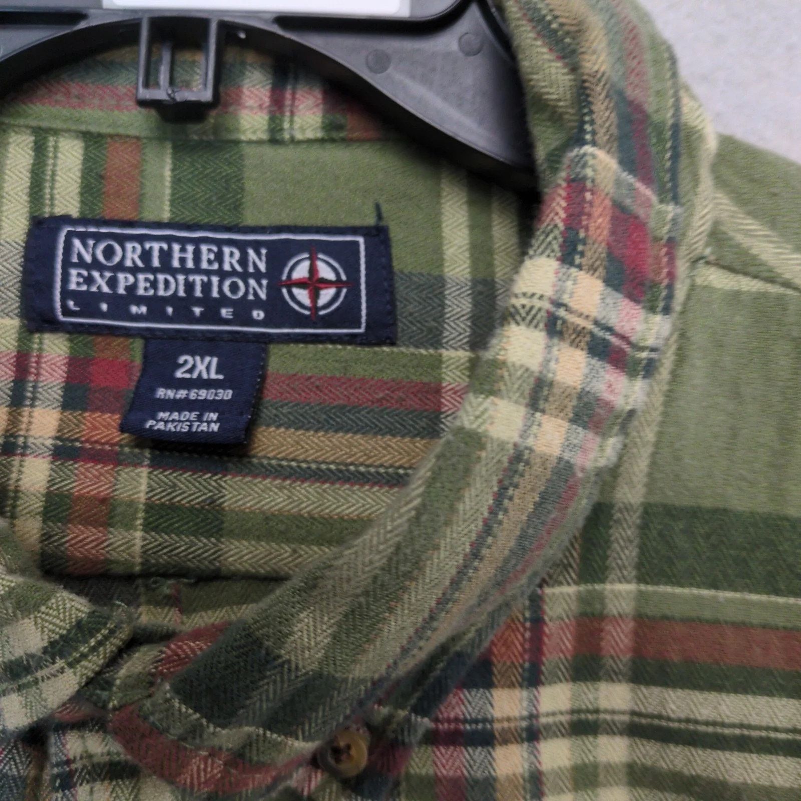 Vintage Northern Expedition Green Plaid Flannel Button Down Shirt Size US XXL / EU 58 / 5 - 3 Thumbnail