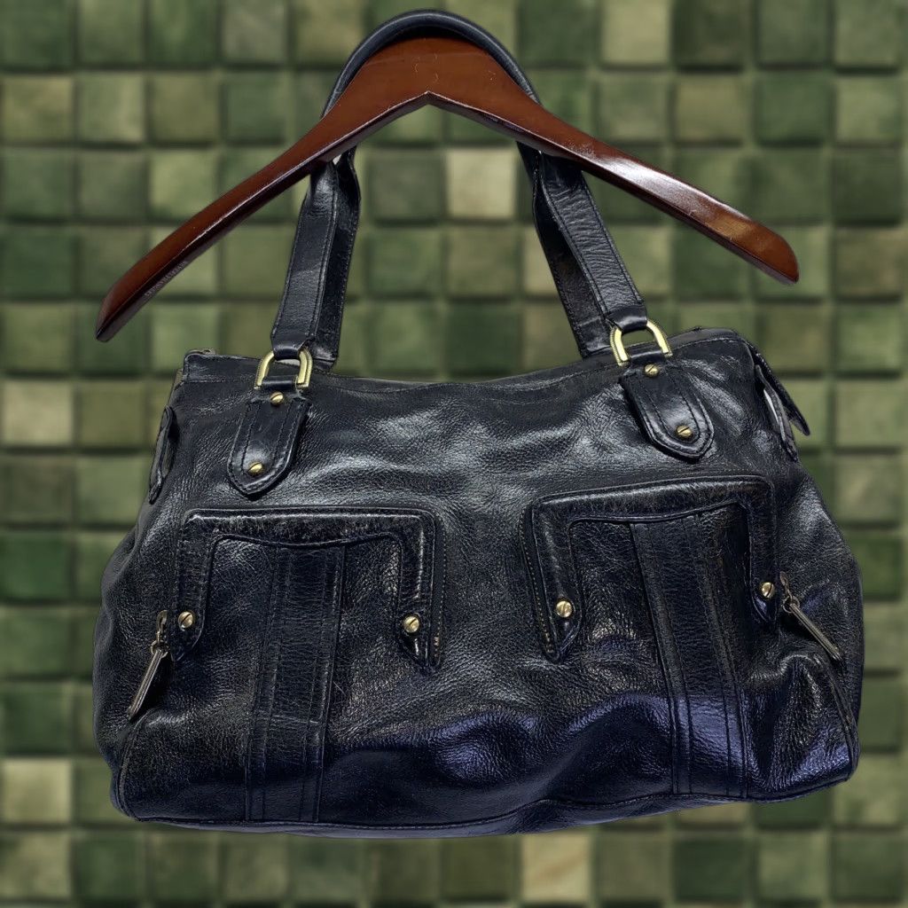 Cole Haan VINTAGE Cole Haan Distressed Black Leather Large Shoulder Handbag 1990s Size ONE SIZE - 1 Thumbnail