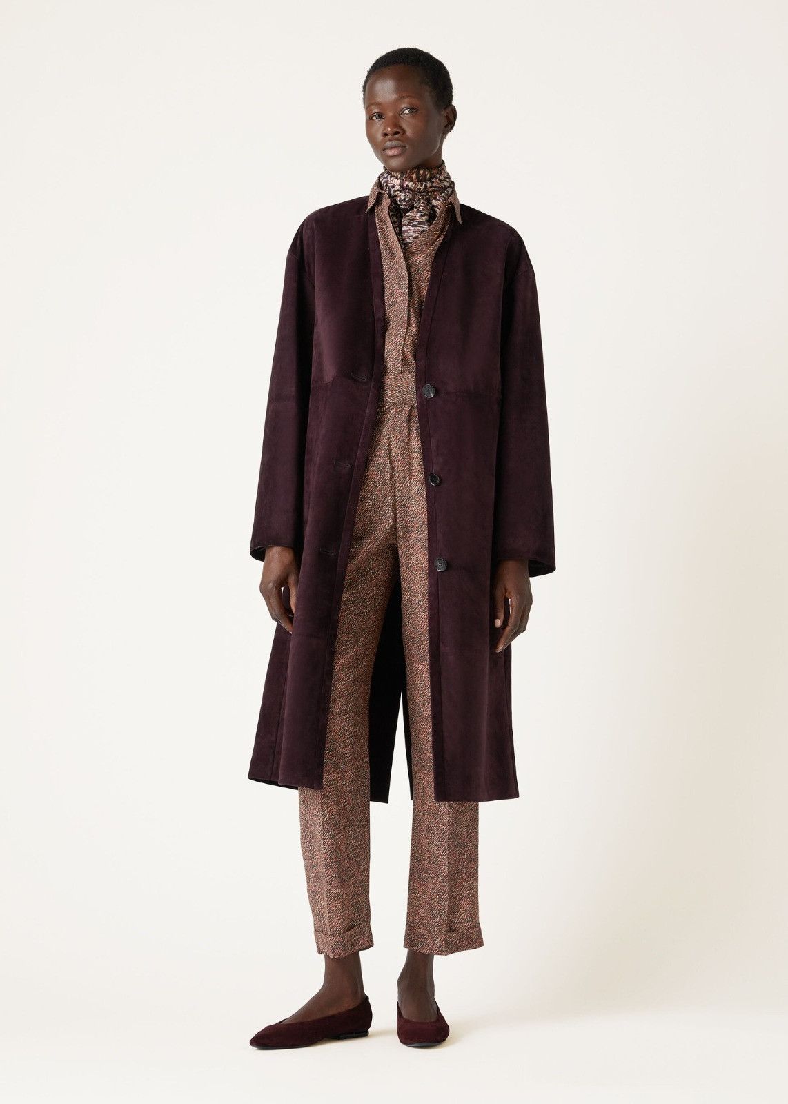 Loro Piana o1srvl11e0126 FAO3692 Cash Suede Peter Coat in Deep Burgundy Size L / US 10 / IT 46 - 3 Thumbnail