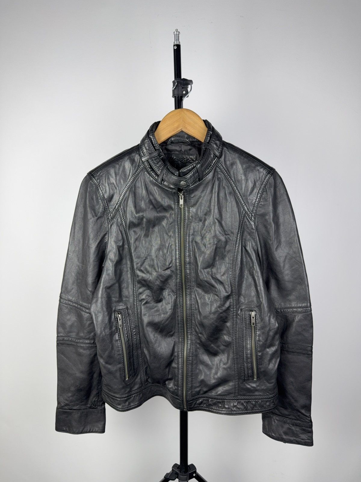Vintage Vintage Leather Jacket Genuine Leahter bomber Moto Oldmoney Size L / US 10 / IT 46 - 1 Thumbnail