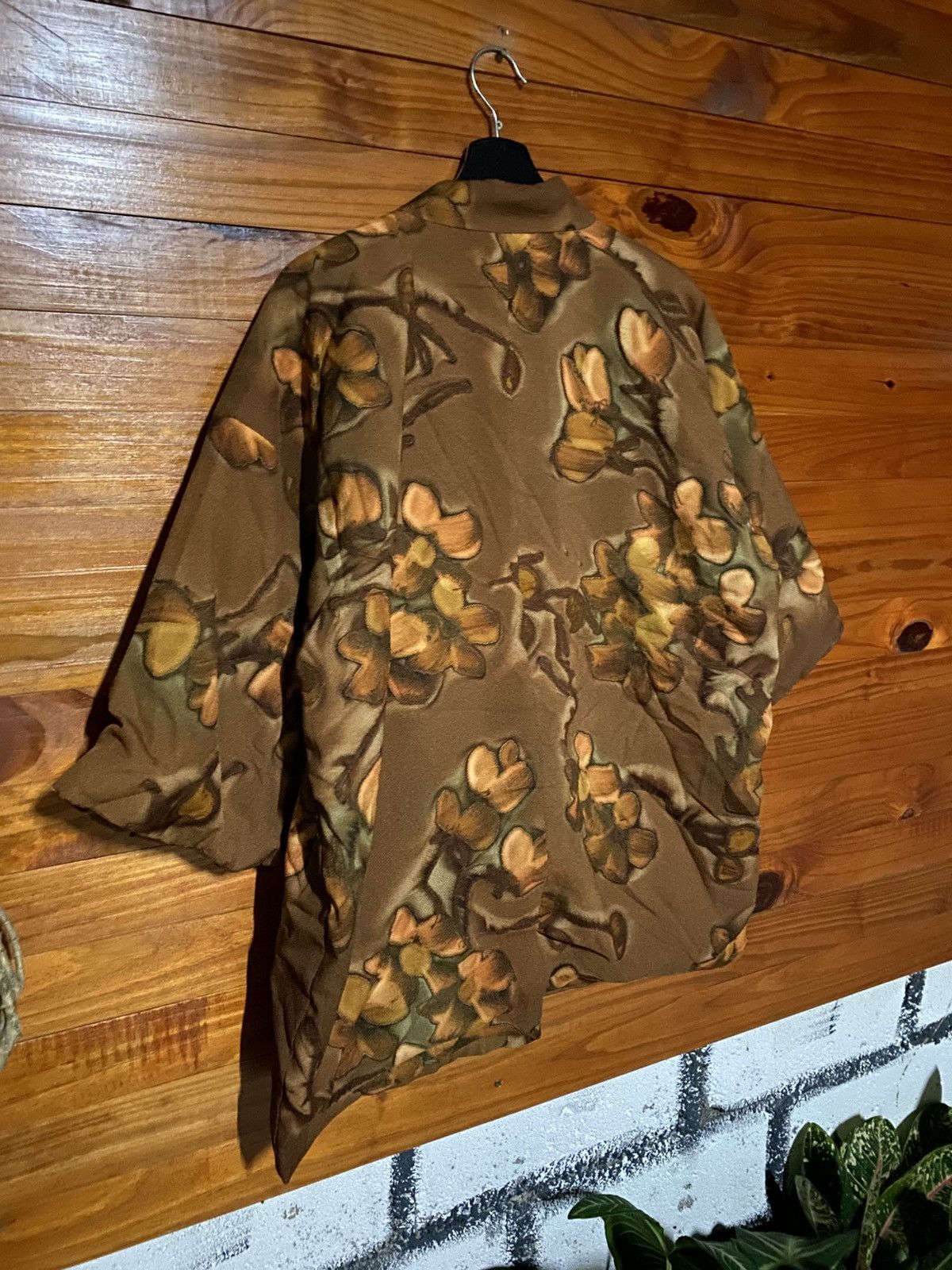 Japanese Brand Vintage Floral Kimono Jacket | Brown Japanese-Inspired Haori Size US M / EU 48-50 / 2 - 9 Thumbnail