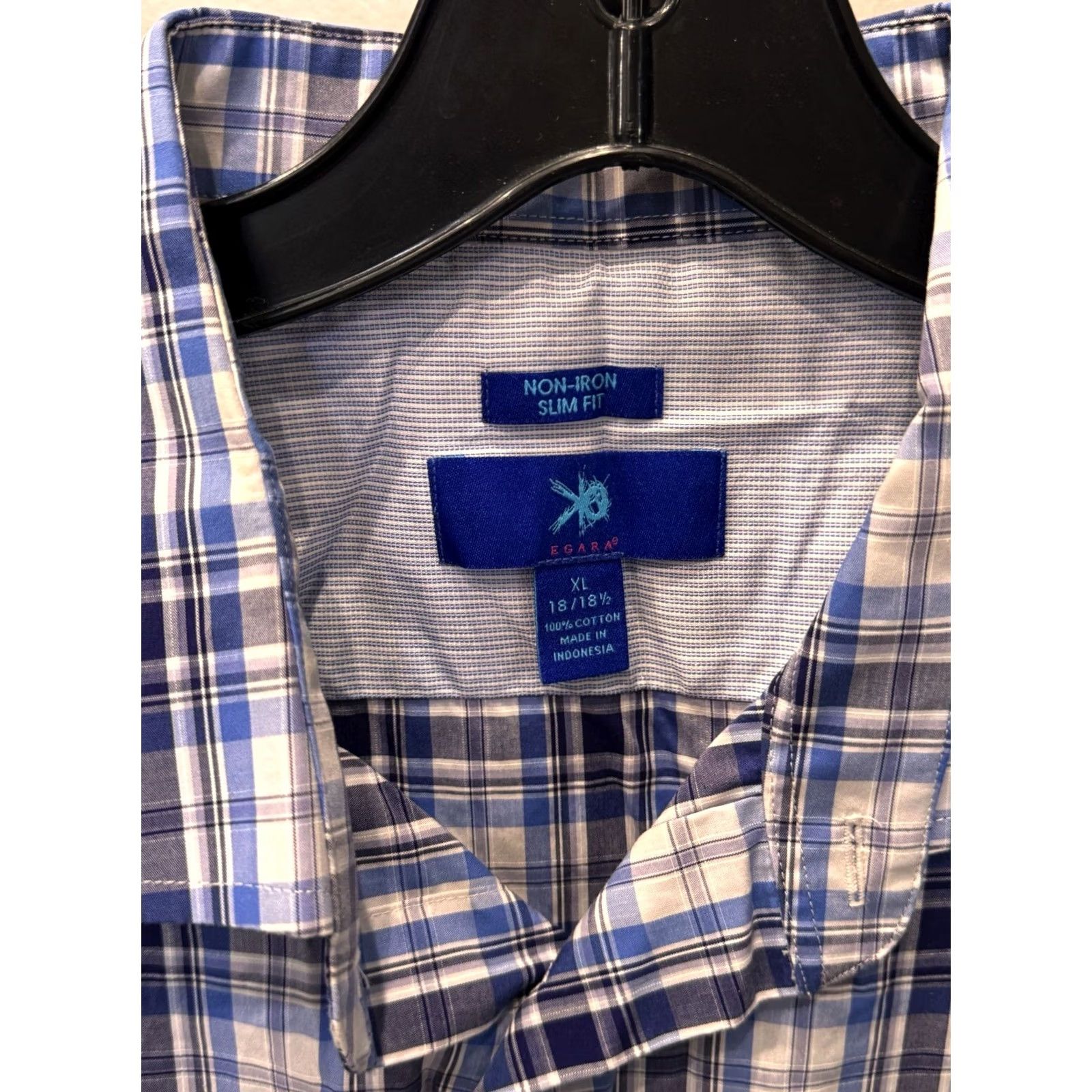 Egara Egara Blue Plaid SHIRT XL Mens Long Sleeve XS XL? Size US XL / EU 56 / 4 - 6 Thumbnail