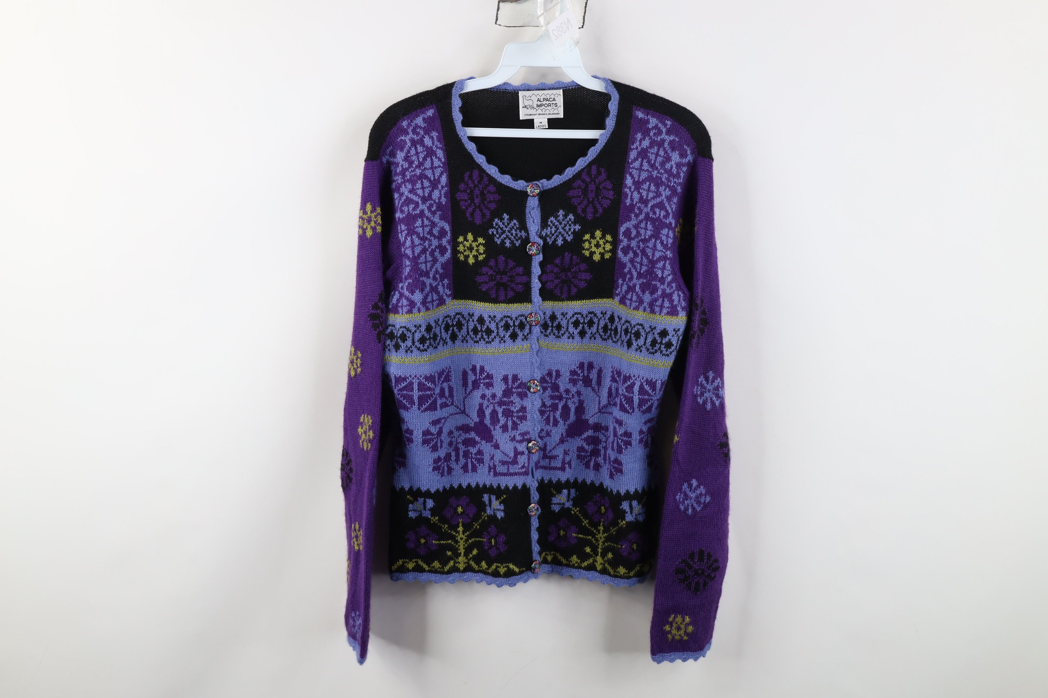 Vintage Vintage 90s Streetwear Blend Flower Knit Cardigan Sweater Size M / US 6-8 / IT 42-44 - 1 Thumbnail