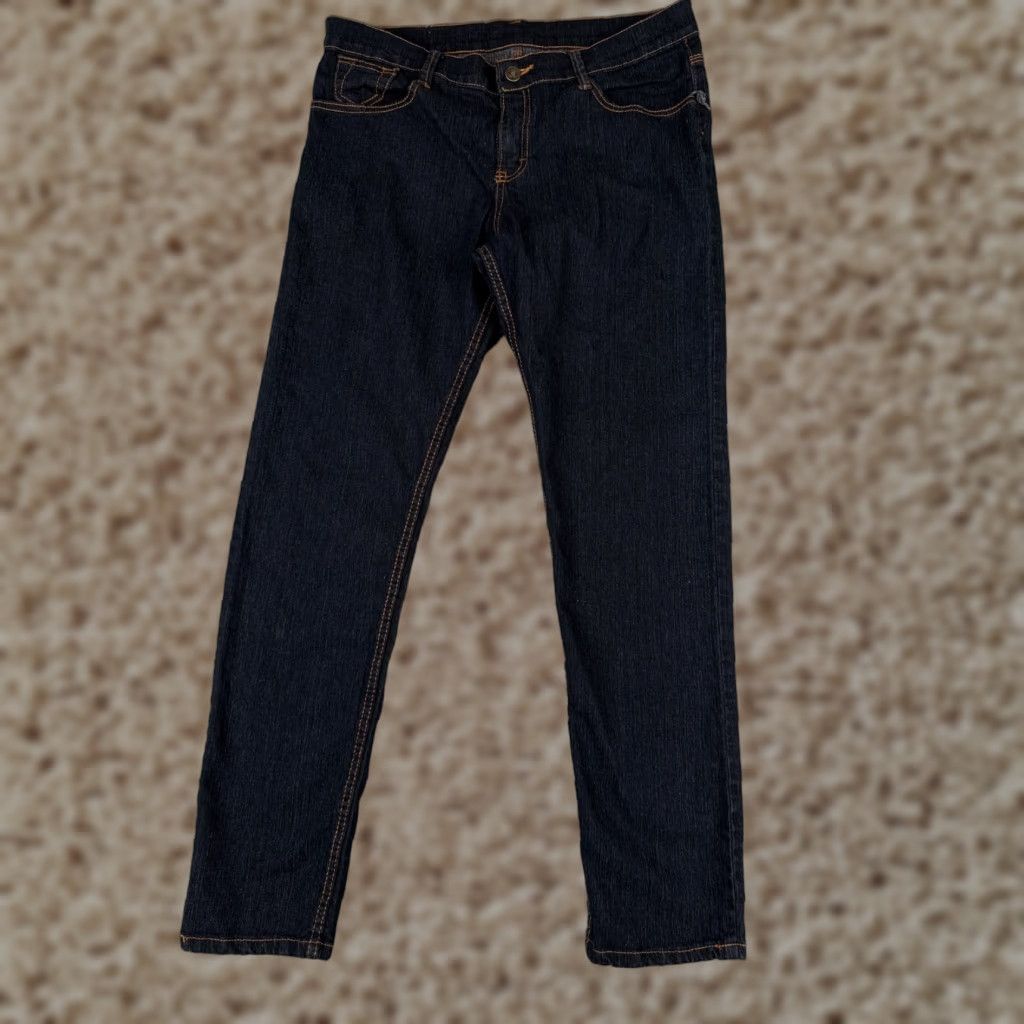 Denime VINTAGE Jeans Women 15 Black Denim Straight Leg Embrodiered Floral Mexico Duuba 32x28 Size 36" / US 14 / IT 50 - 1 Thumbnail