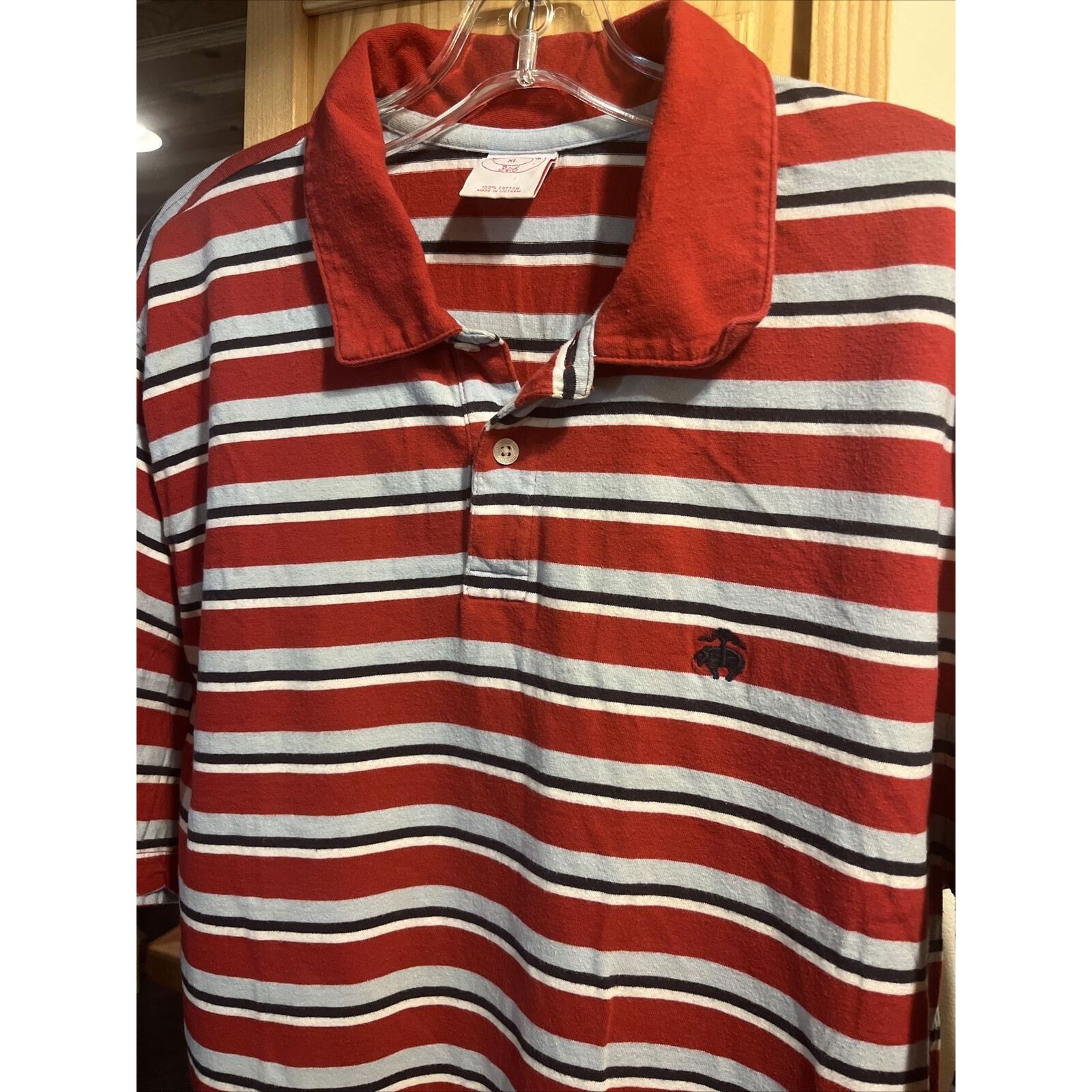 Brooks Brothers Brooks Brothers Mens XL Red Striped Button Cotton Polo Shirt Size US XL / EU 56 / 4 - 9 Thumbnail