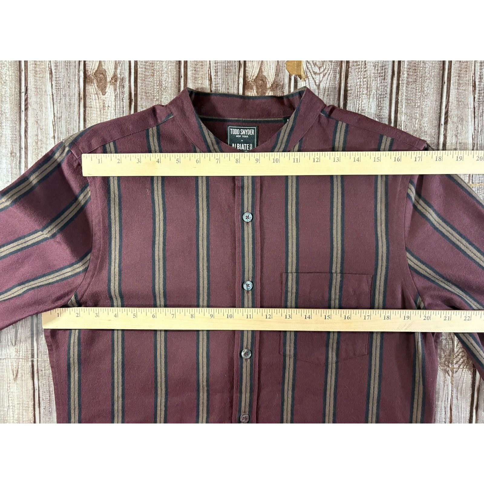 Todd Snyder Todd Snyder X Albiate flannel striped band collarShirt sz M Size US M / EU 48-50 / 2 - 5 Thumbnail