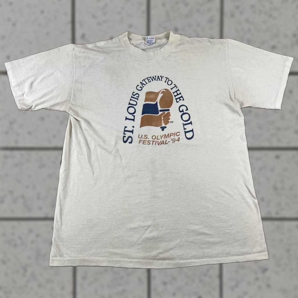 Vintage VINTAGE St Louis Gateway To The Gold US Olympics Festival T-Shirt XL White Mens Sports Shoebox Greetings Size US XL / EU 56 / 4 - 1 Thumbnail