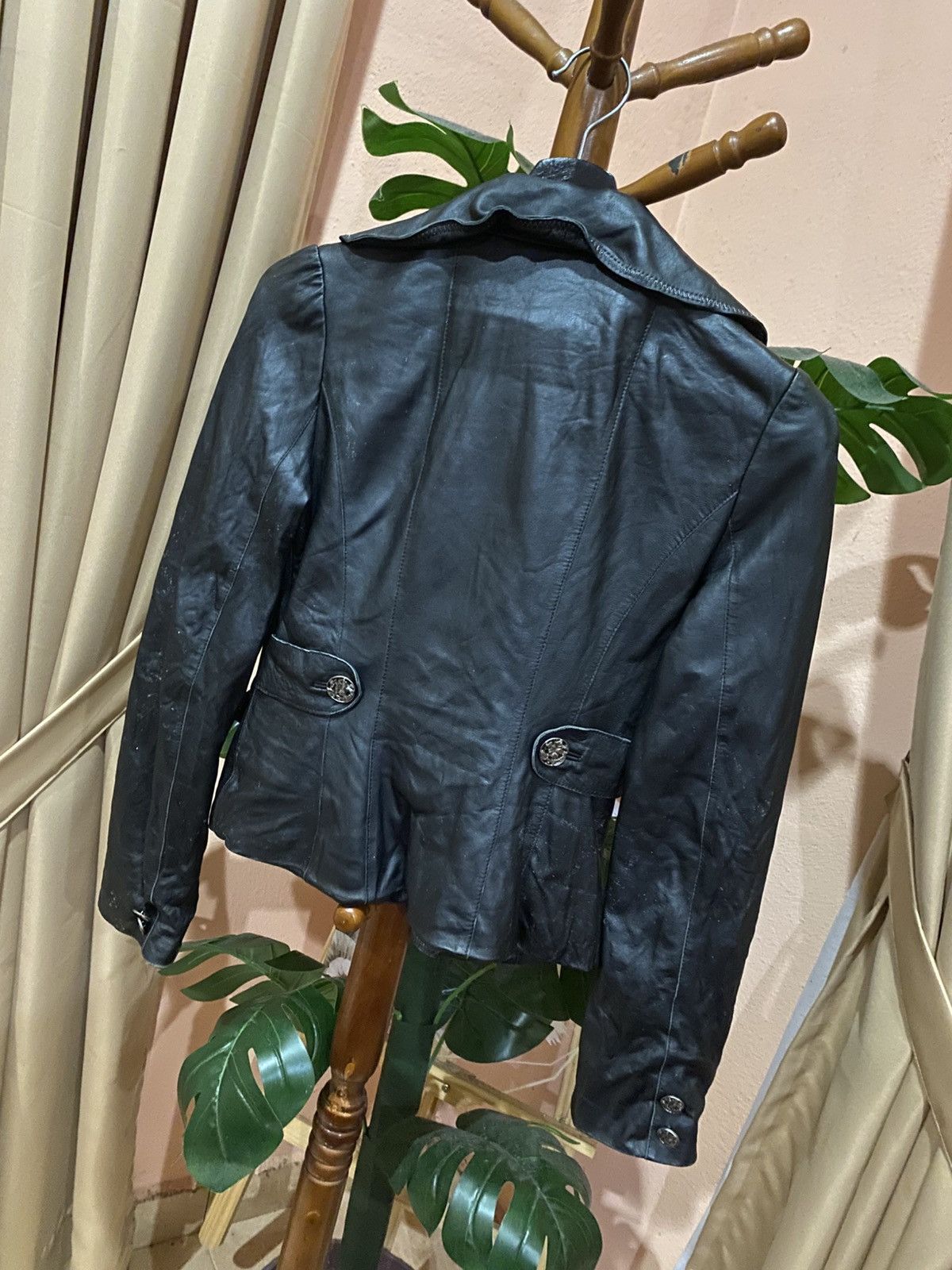 Other Vintage YK038 Black Leather Women’s Blazer Jacket - Classic Size XS / US 0-2 / IT 36-38 - 10 Thumbnail