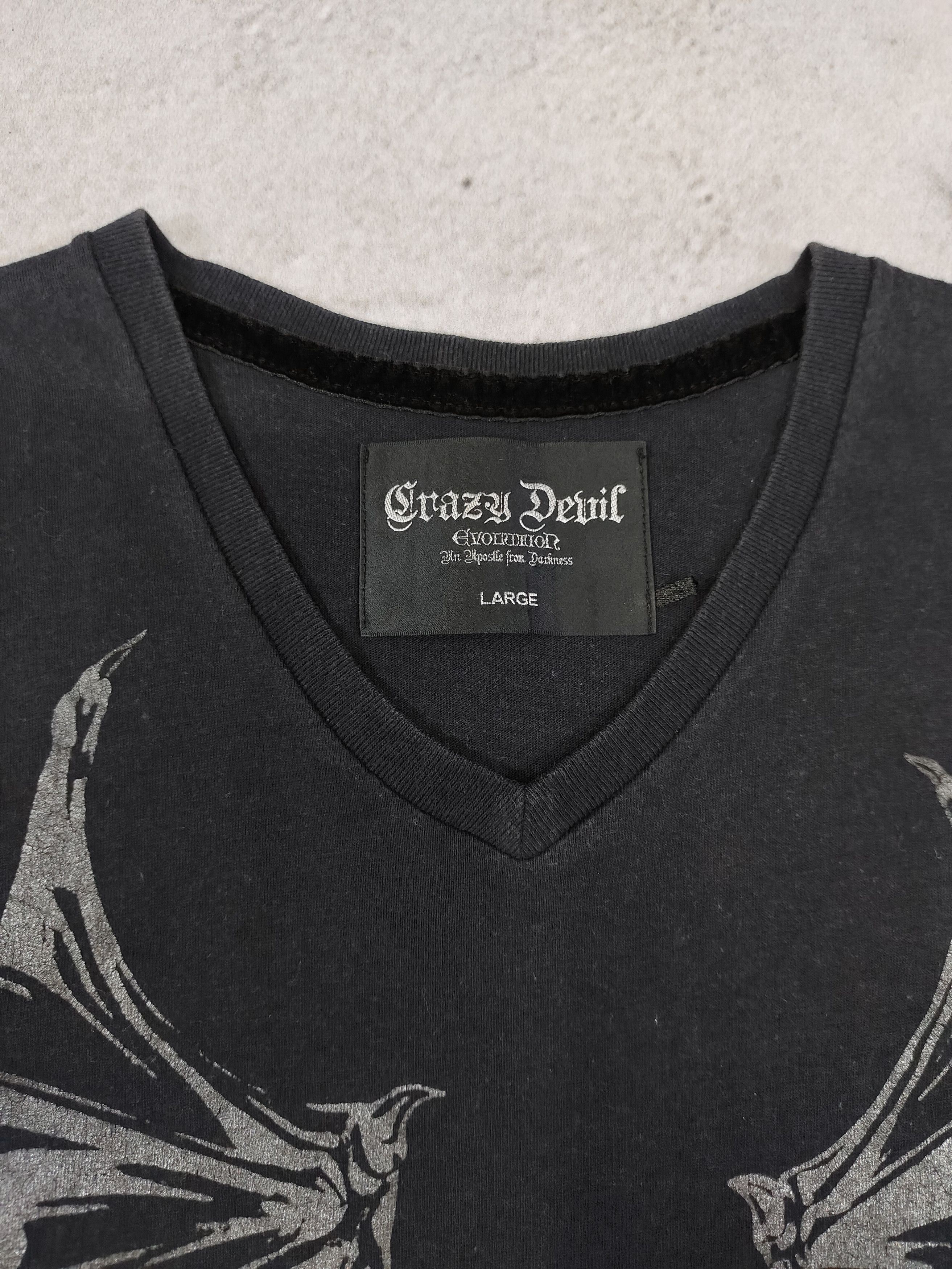 Japanese Brand Crazy Devil Evolution❤️‍🔥Devil Graphic Gothic V-neck Tshirt Size US L / EU 52-54 / 3 - 5 Thumbnail