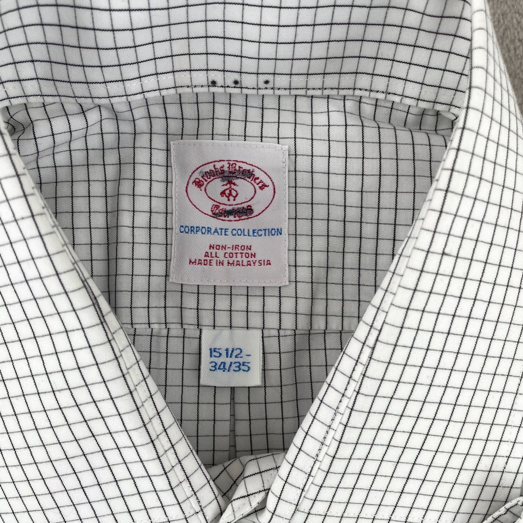 Brooks Brothers Brooks Brothers Stanford Dress Shirt Men 15.5 34-35 White Check Non-Iron NWOT Size 42R - 2 Thumbnail