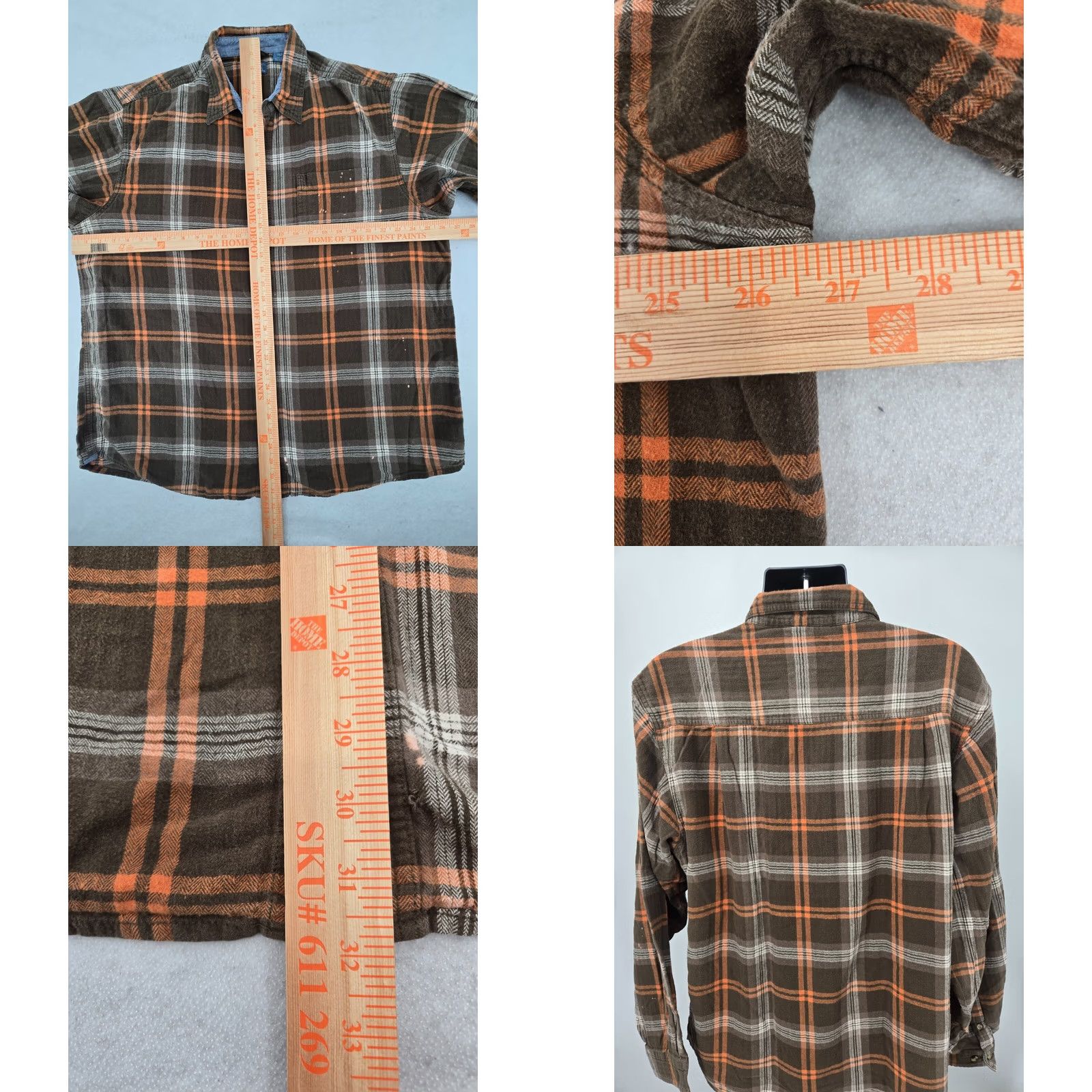 J Brand VINTAGE RK Brand Flannel Shirt 2XLT TALL Brown Orange Plaid Pocket Outdoor Walking Men Size US XXL / EU 58 / 5 - 8 Thumbnail