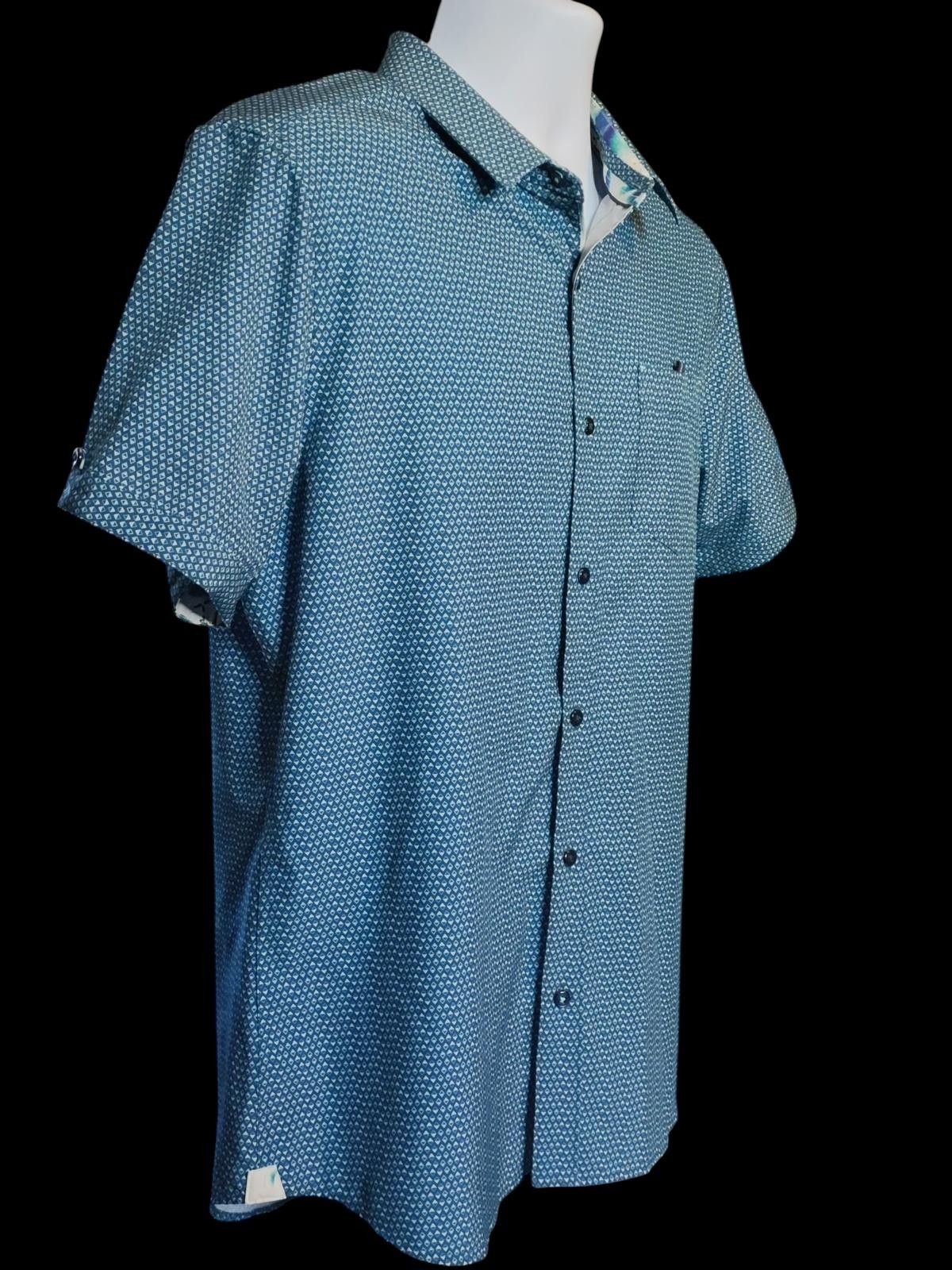 7Diamonds 7Diamonds Men's Button-Up Shirt Blue with Subtle Print Size US M / EU 48-50 / 2 - 4 Thumbnail