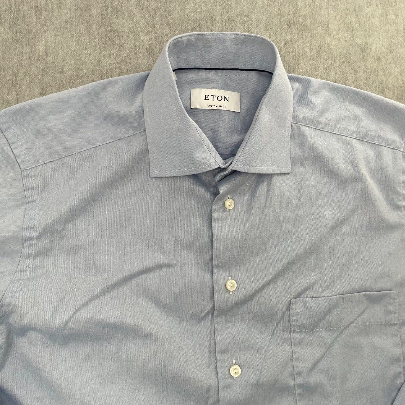 Eton VINTAGE Etón Dress Shirt Adult Medium Long Sleeve Cotton Blue Solid Business Formal Wedding Mens Size US M / EU 48-50 / 2 - 3 Thumbnail