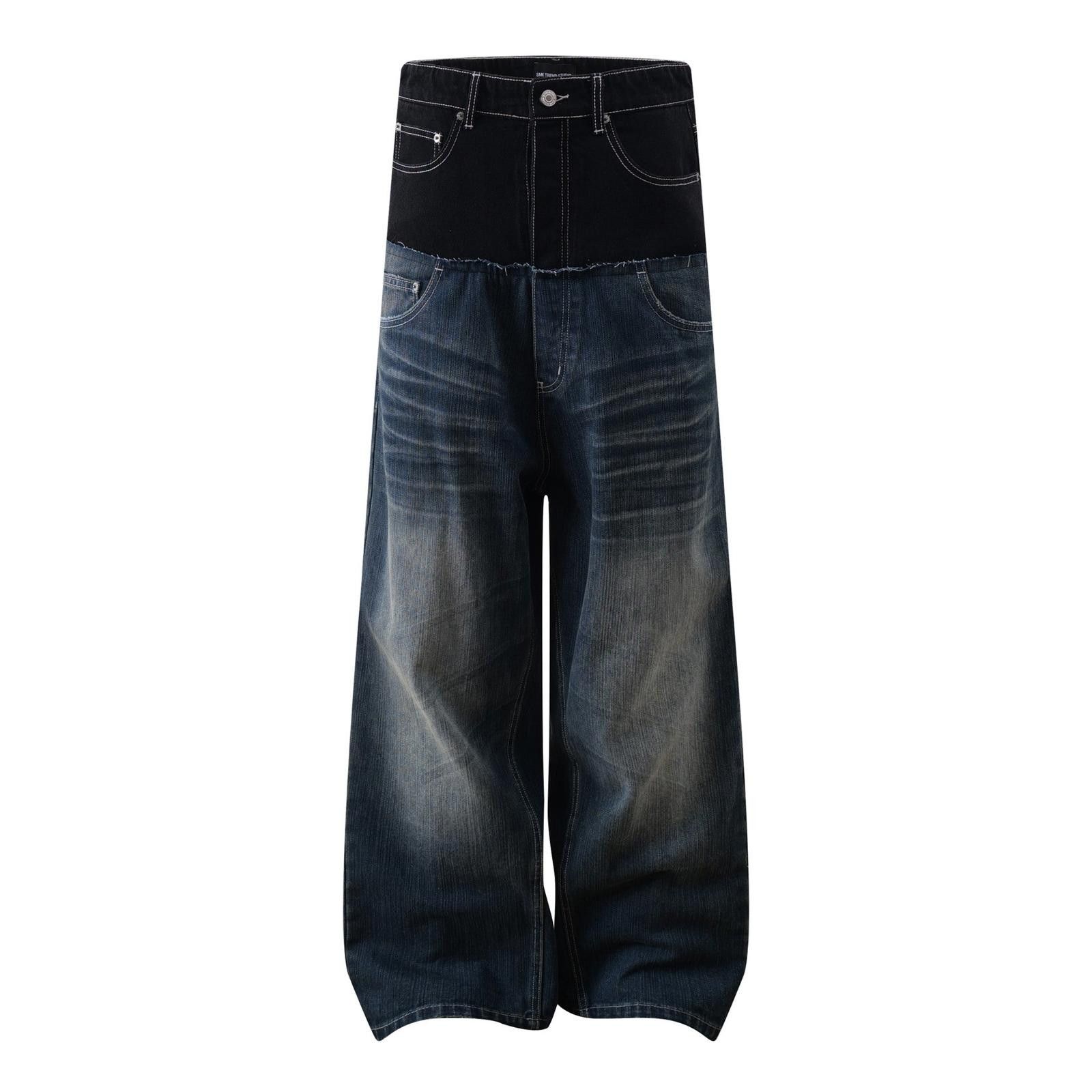Japanese Brand Two-Tone Baggy Wide Leg Jeans, High Waist Denim Pants Size US 30 / EU 46 - 3 Thumbnail