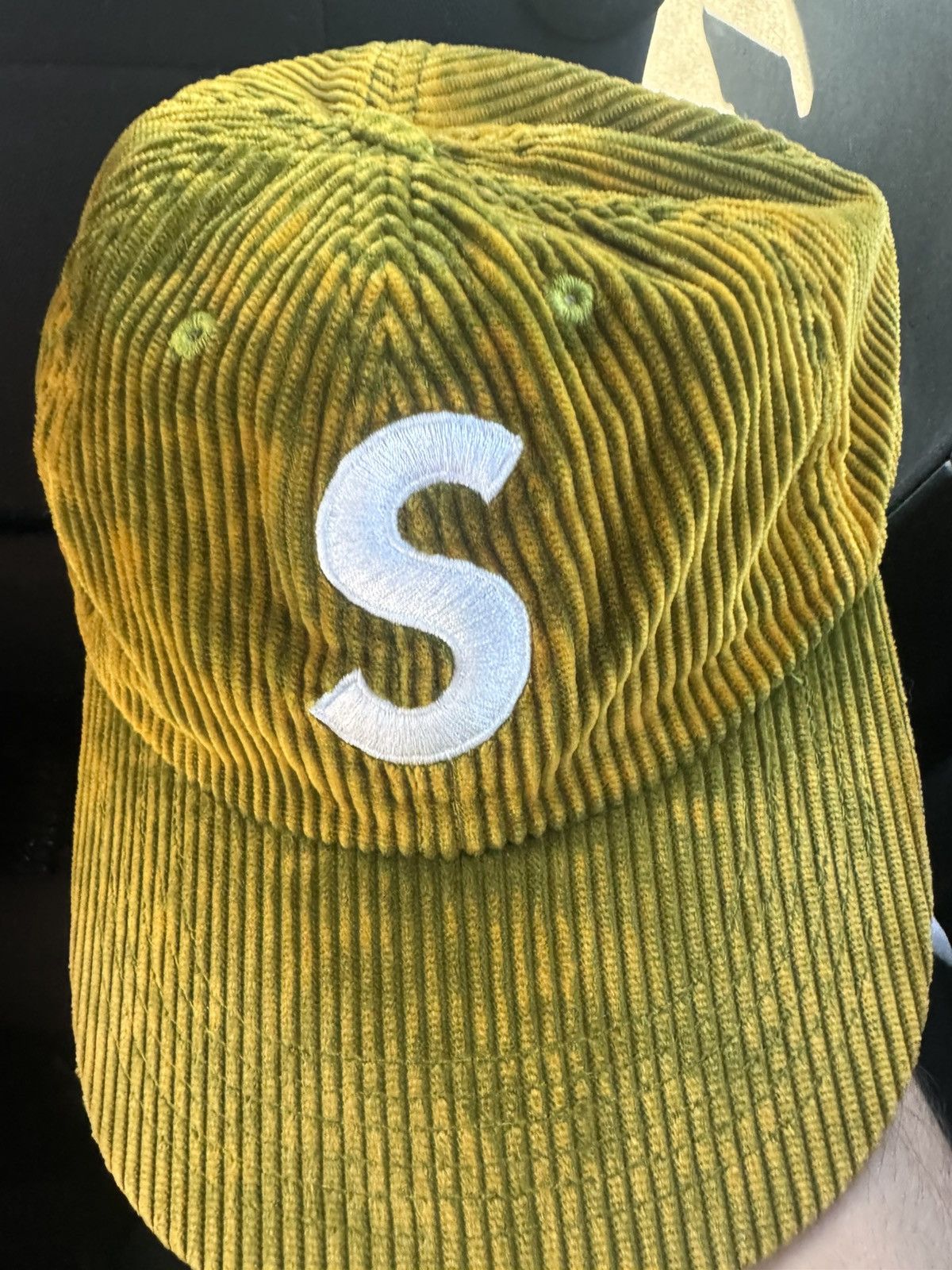 Supreme SUPREME CORDUROY S LOGO 6-PANEL (BLEACHED OLIVE) | Grailed