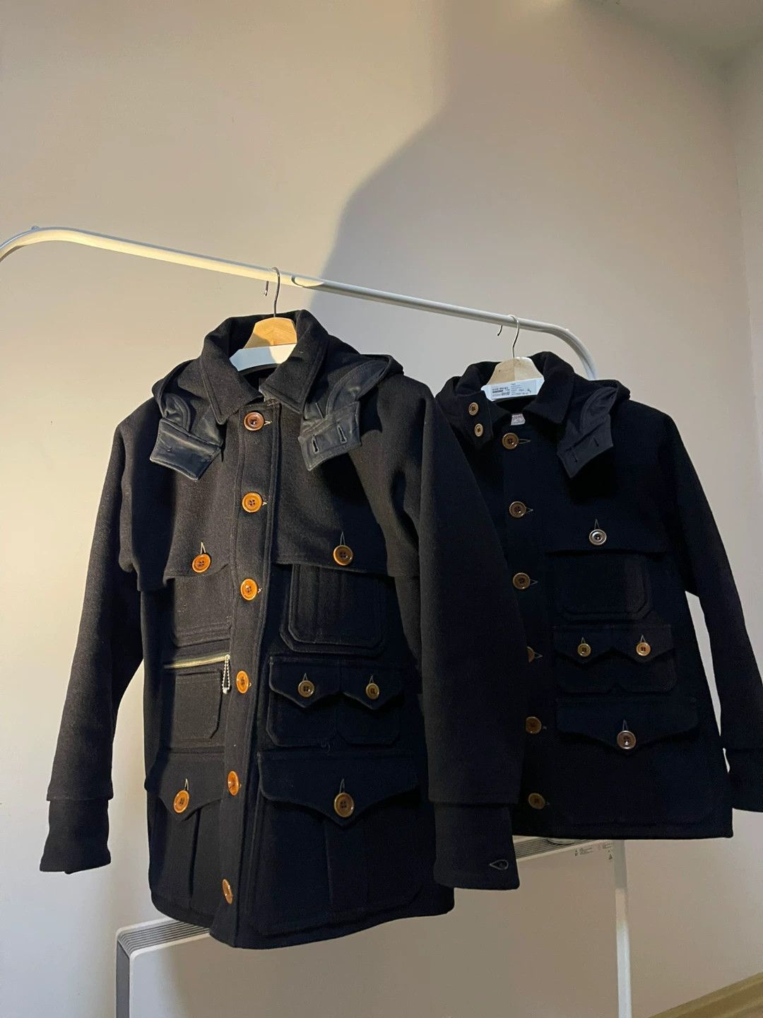 Freewheelers navy wool multi-pocket coat with detachable hood Size US L / EU 52-54 / 3 - 1 Thumbnail