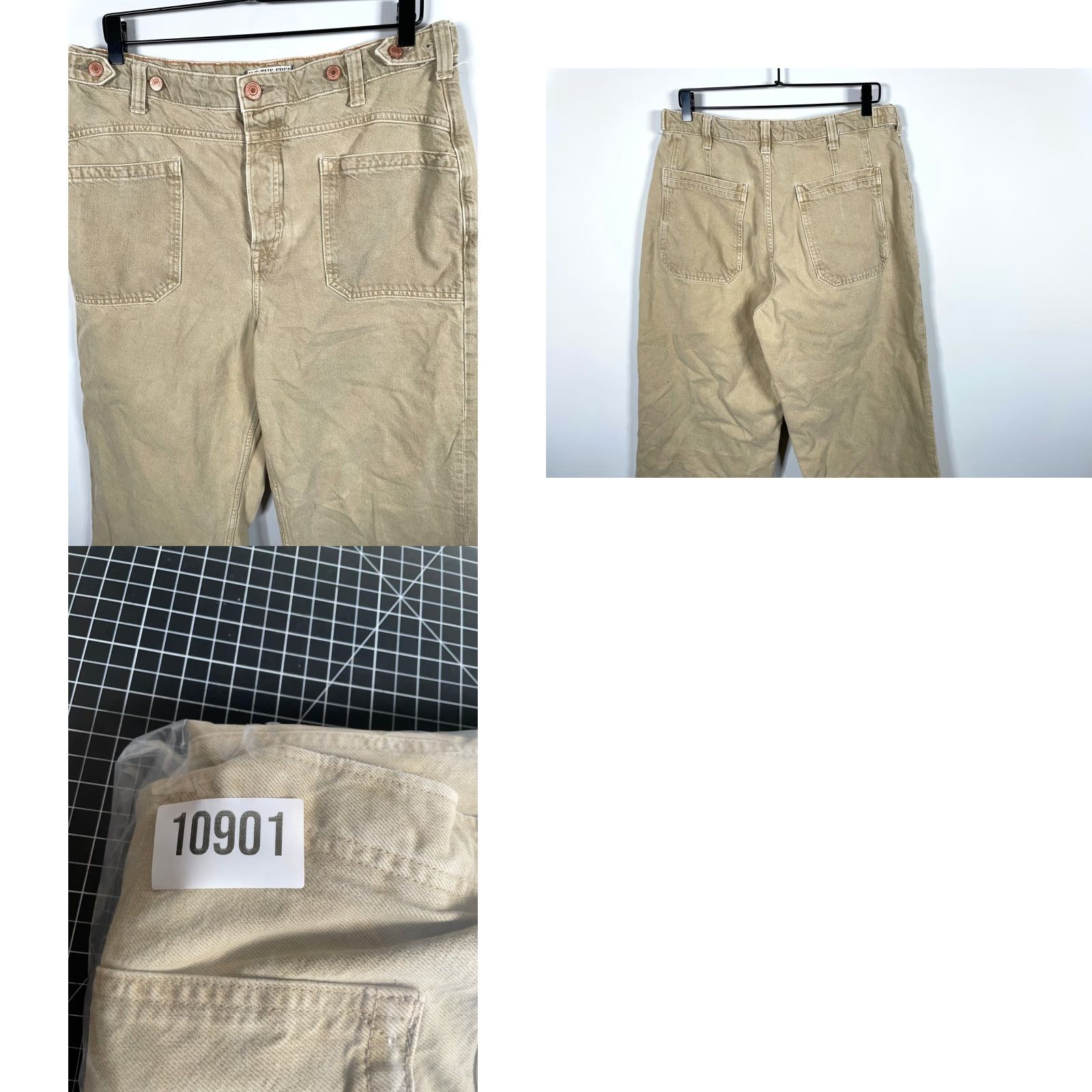 Vintage We The Free Barrel Jeans Women Regular 31 Beige Denim 5-Pocket Button Fly Wide-Leg High Rise Inseam 28" Vintage: No Size 24" / US 00 / IT 34 - 10 Thumbnail