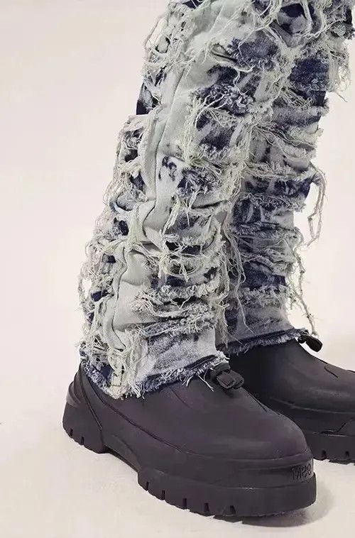 Japanese Brand × Jean Vintage washed raw edge fringed heavyweight jeans Size US 32 / EU 48 - 4 Thumbnail