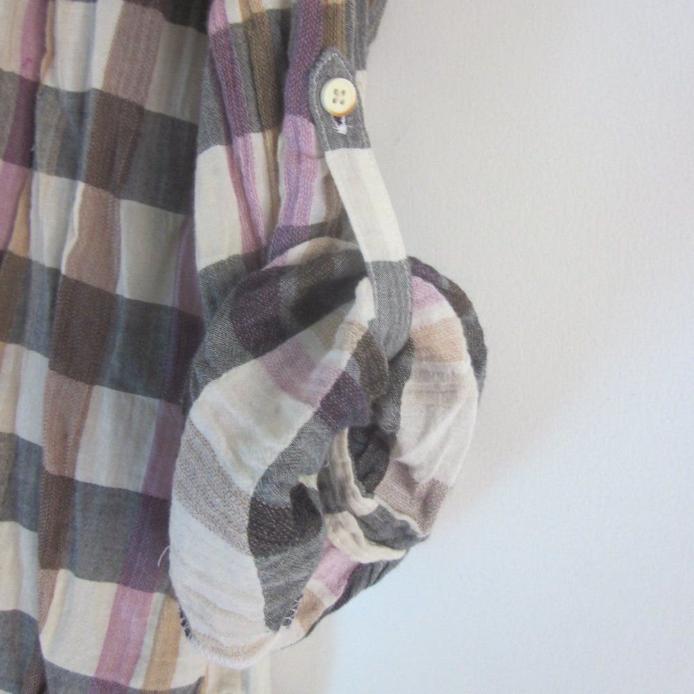 Anthony Sinclair Isabella Sinclair Attay Button Up Shirt Size L Lace Back Plaid Roll Tab Sleeve Size L / US 10 / IT 46 - 9 Thumbnail