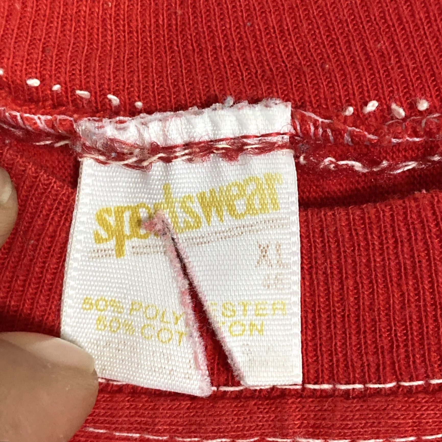 Vintage VINTAGE 80s Single Stitch T Shirt Red Sportswear Ringer Sleeve Adult Medium X 29 Fits Medium Size US M / EU 48-50 / 2 - 2 Thumbnail