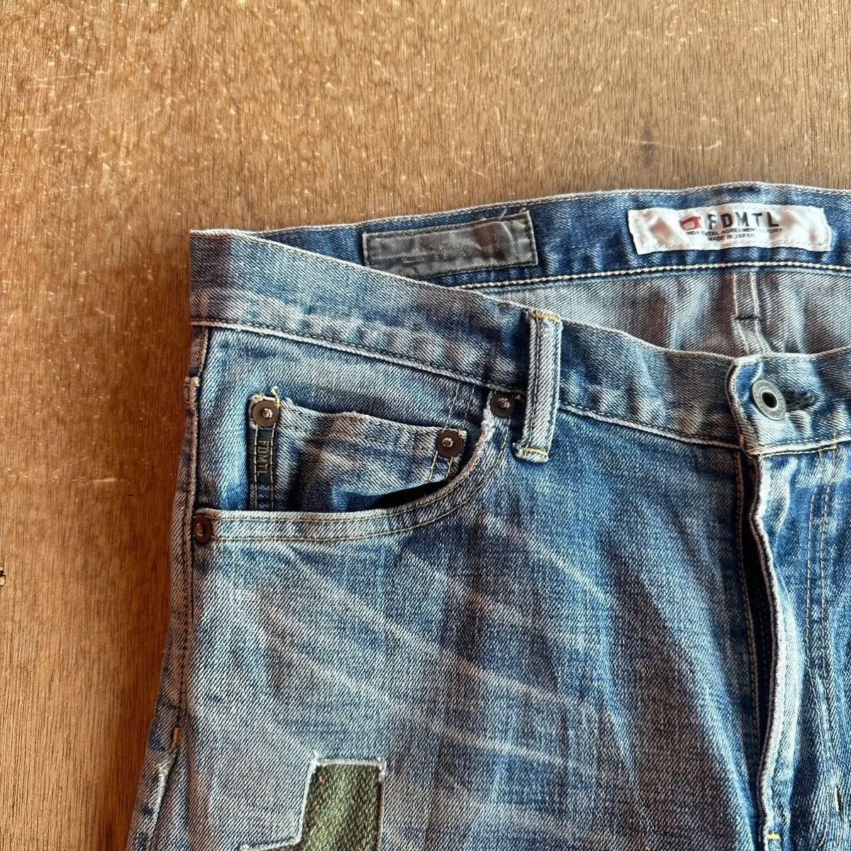 RARE💥FDMTL BORO SASHIKO PATCHWORK DENIM PANTS/JEANS W32 L31