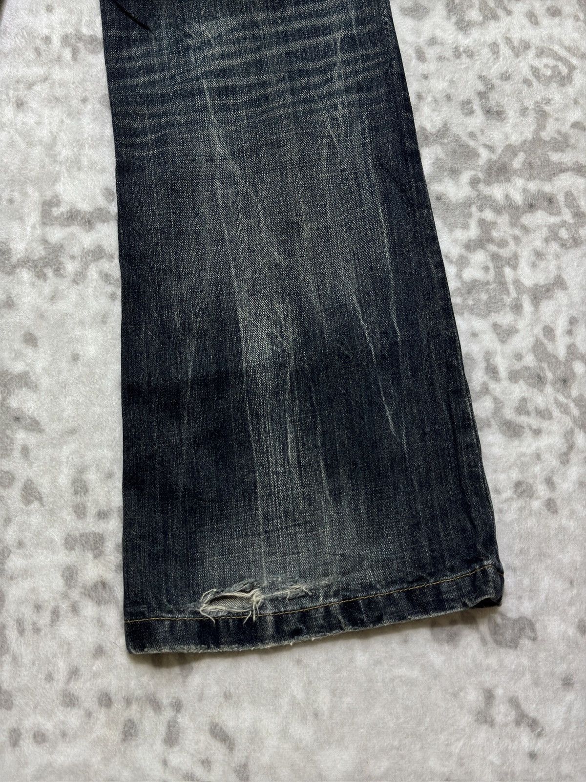 Hysteric Glamour Flare Oririn Studded Wide Leg Jeans Claw Mark Whiskers Size US 27 - 11 Thumbnail