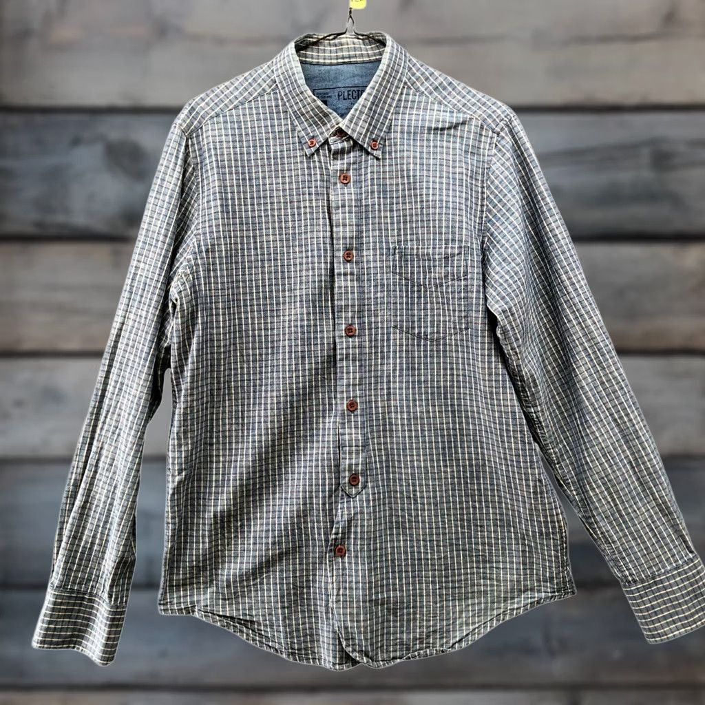 Ben Sherman Plectrum By Ben Sherman Long Sleeve Shirt Mens M Cotton Blue Cream Plaid Pocket Shirt Size US M / EU 48-50 / 2 - 1 Thumbnail