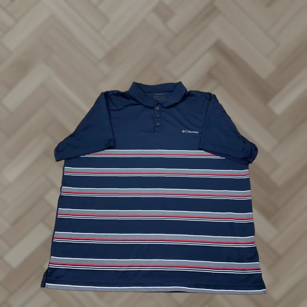 Vintage Columbia Polo Striped XL Blue Men's Casual Golf Omni Wick Shirt Size US XL / EU 56 / 4 - 1 Thumbnail