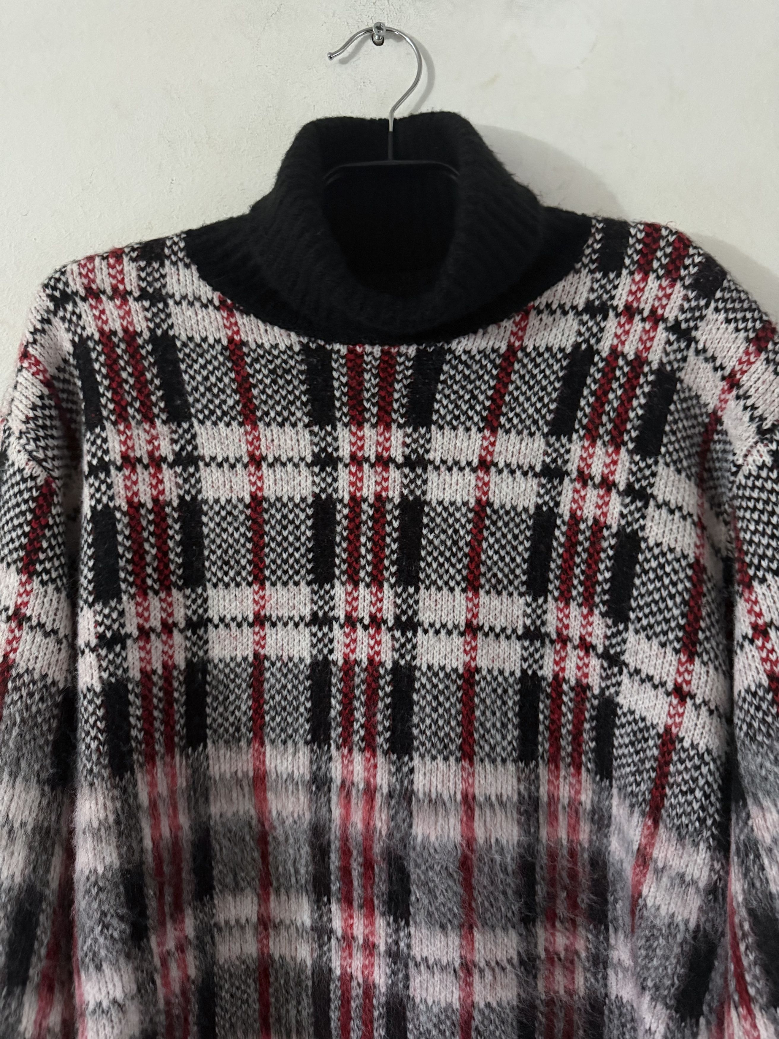 Helmut Lang Chunky Plaid Turtleneck Sweater Size US M / EU 48-50 / 2 - 6 Thumbnail