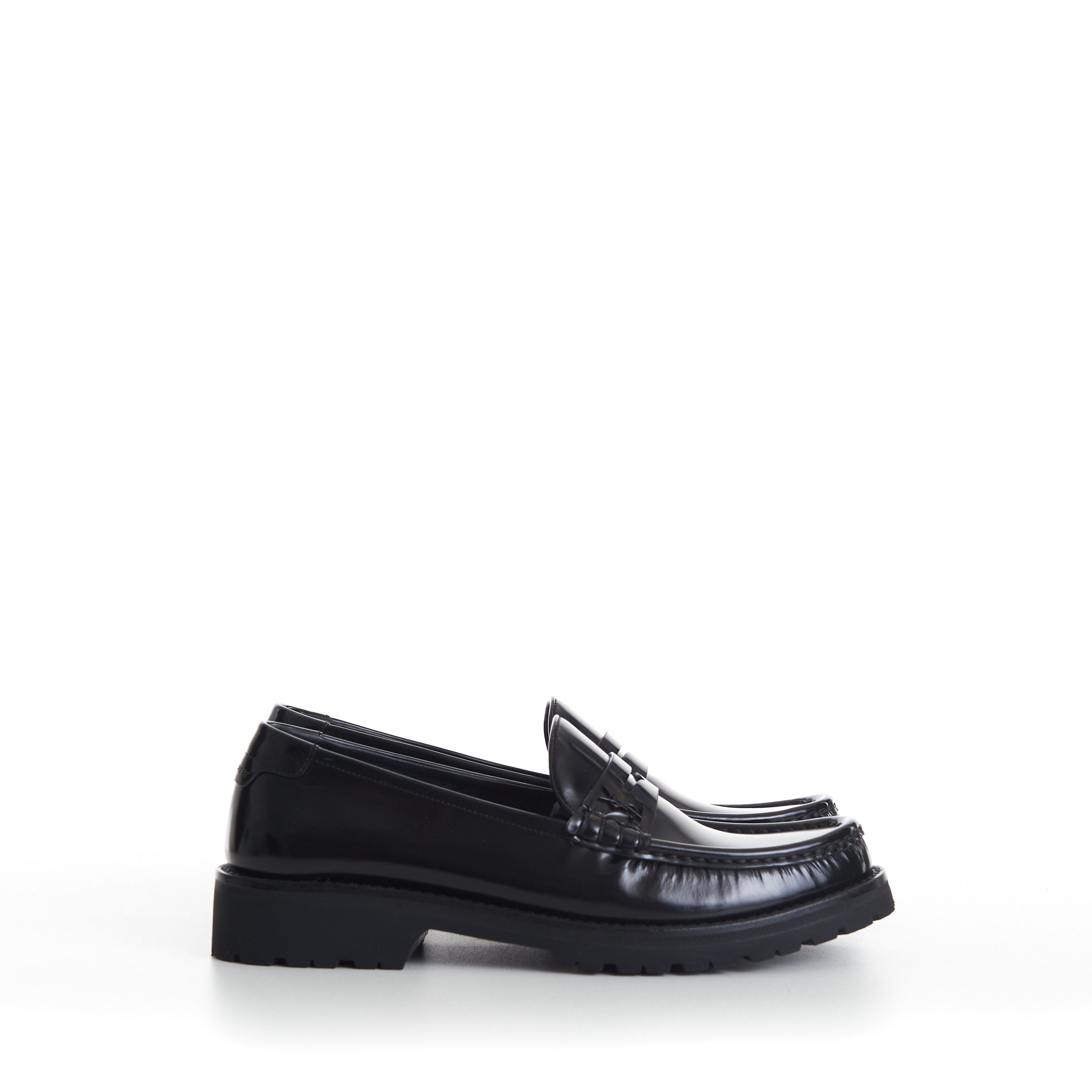 Saint Laurent Paris Black Penny Loafers - Chunky Sole, Glazed Leather, YSL Size US 11 / EU 44 - 3 Thumbnail