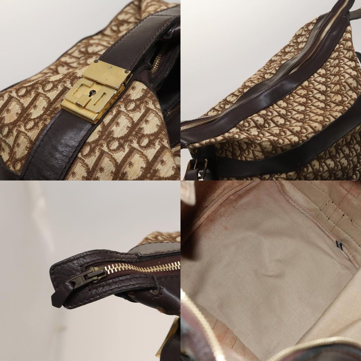Dior DIOR Trotter Canvas Shoulder Bag Brown Gold Size ONE SIZE - 11 Thumbnail