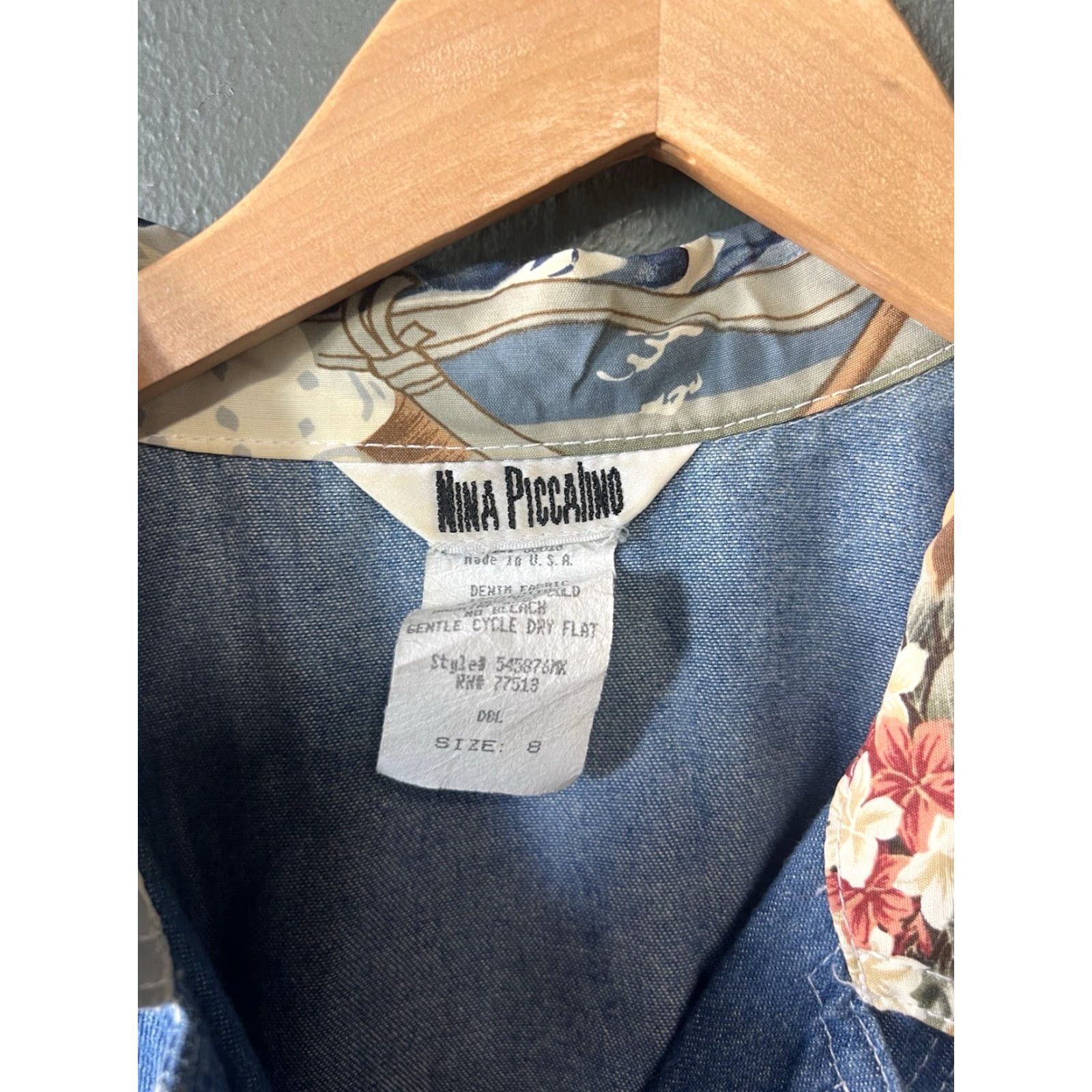 Vintage VINTAGE Nina Piccalino Women's Button Down Shirt Hawaiian Navy Blue 8 Regular Short Sleeve Collared 50% Cotton 50% Polyester Down Pattern Solid Size M / US 6-8 / IT 42-44 - 3 Thumbnail