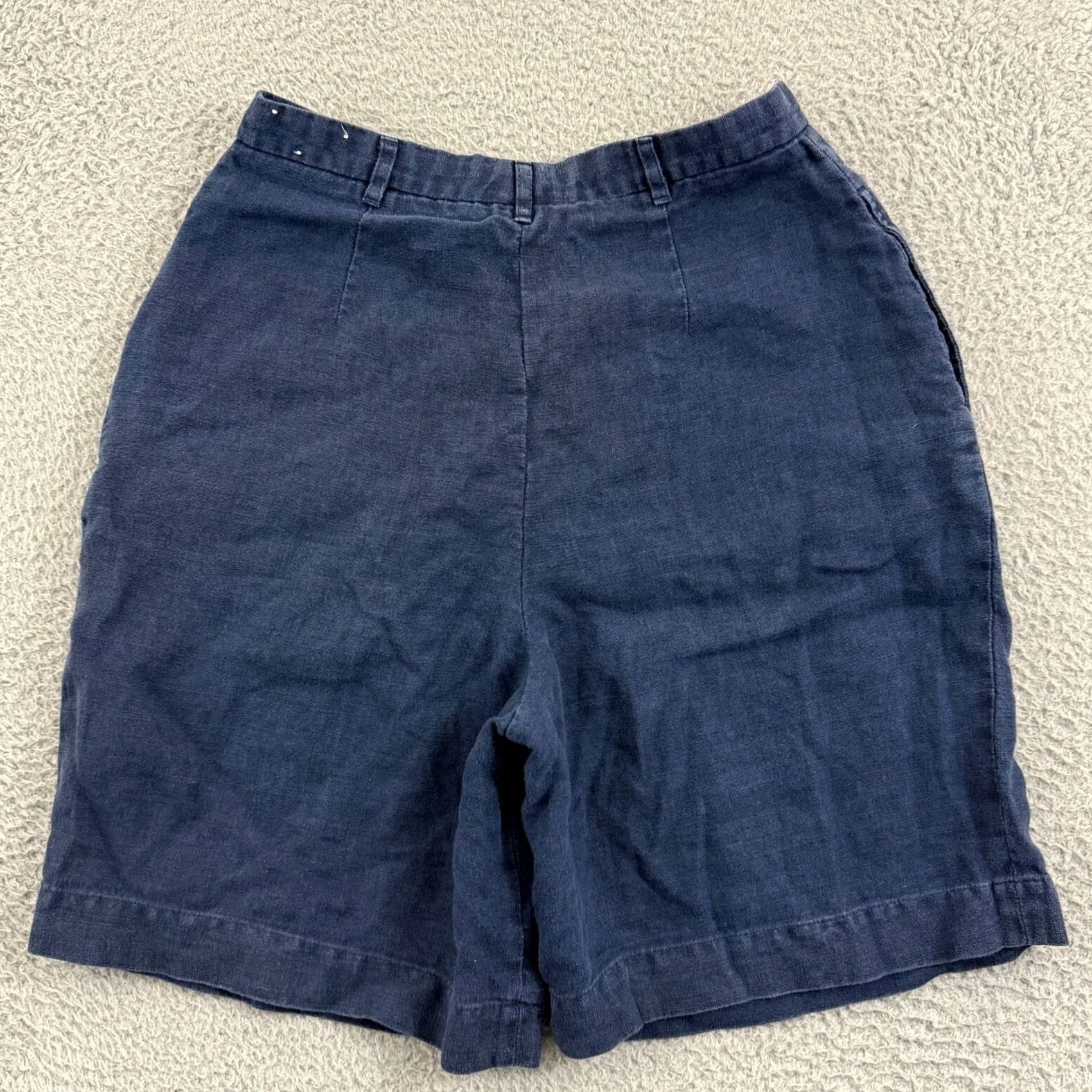 Lands' End VINTAGE Lands' End Bermuda Shorts Womens 6 Blue Linen High Rise 8" Pocket Pockets 80s 90s Preppy USA Mens Womens Girls Size 28" / US 6 / IT 42 - 5 Thumbnail