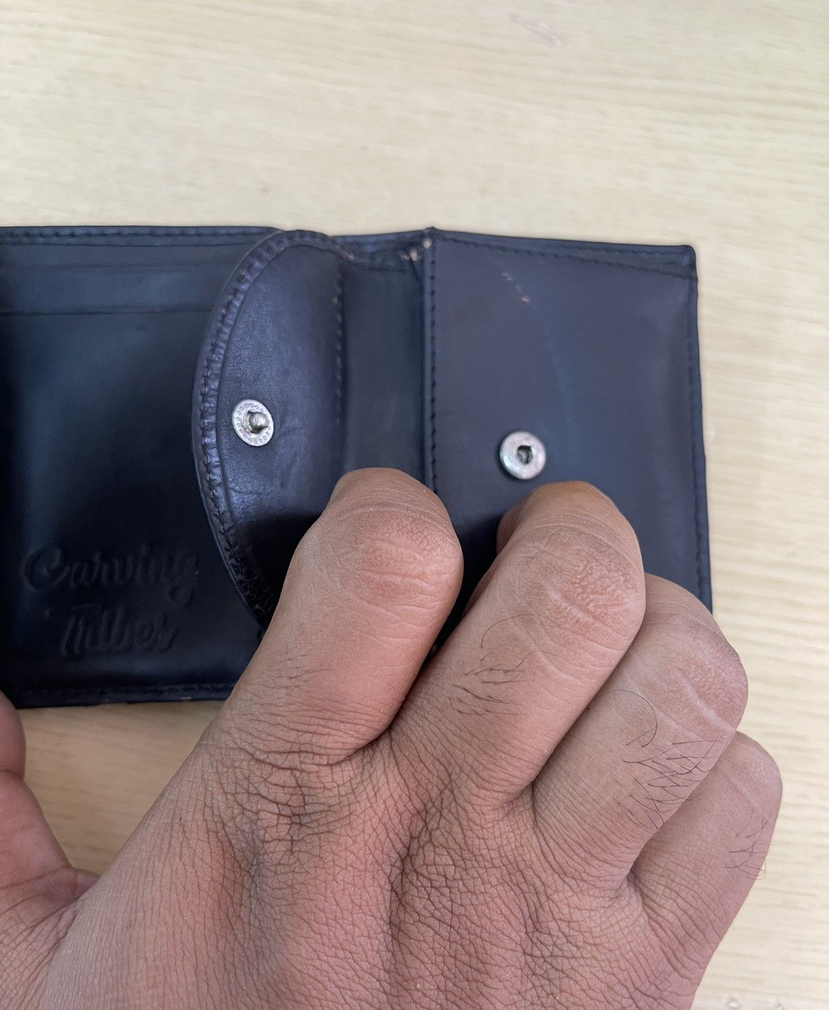 Genuine Leather × Japanese Brand × Vintage Leather Wallet Carving Tribe Tri Fold Made in Japan Size ONE SIZE - 4 Thumbnail