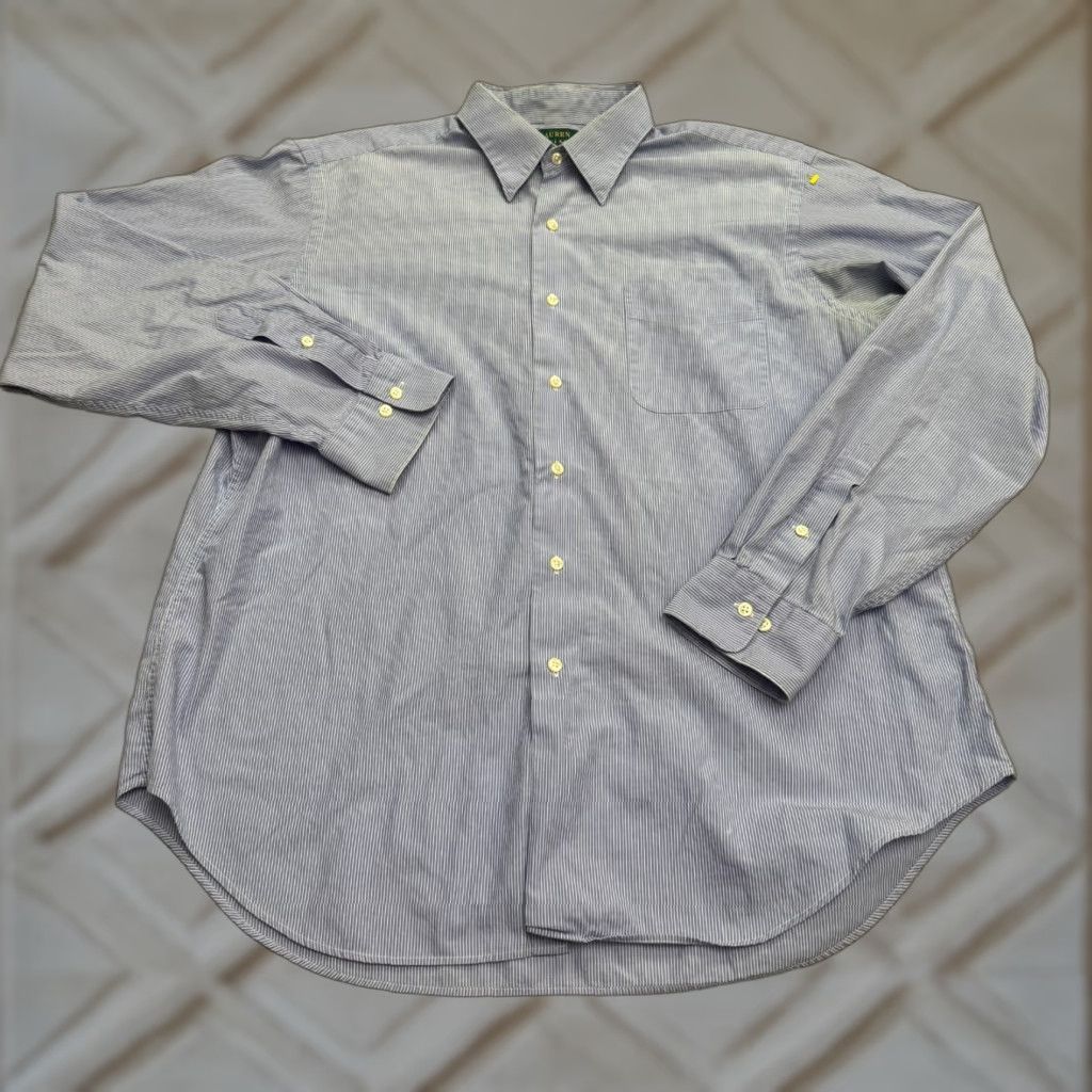 Ralph Lauren Lauren Ralph Lauren Dress Shirt Mens 36 17 Blue White Pinstripe 100% Cotton Shirt Mens Regular Blue Pinstripe 100% Cotton Poetry? Size 36R - 1 Thumbnail