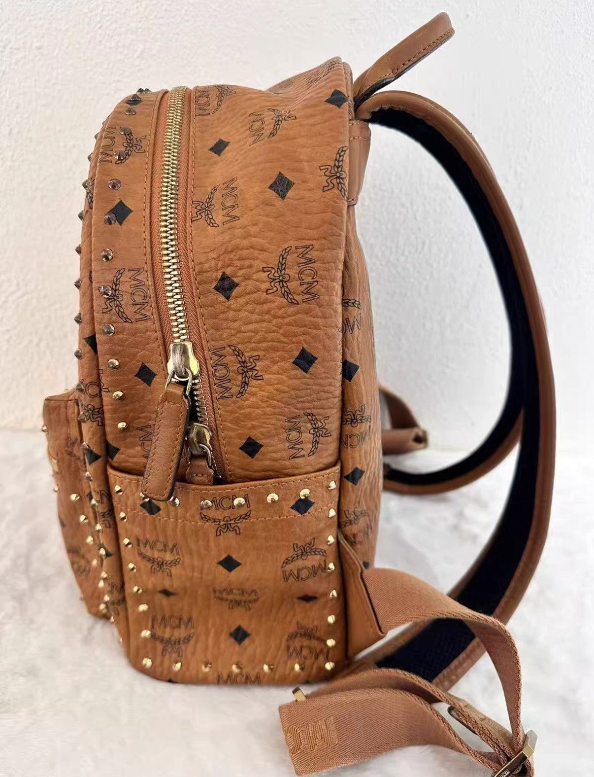 MCM MCM backpack in cognac classic monogram pattern J38 Size ONE SIZE - 3 Thumbnail