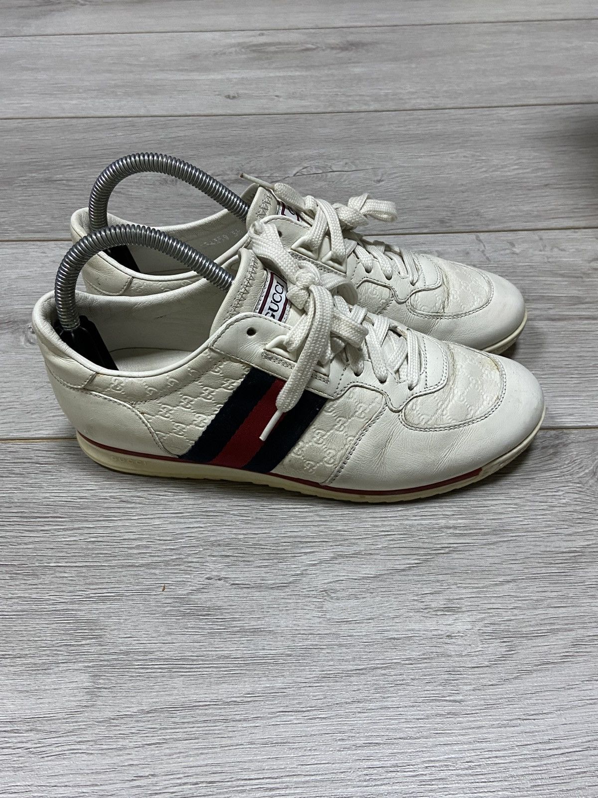 Gucci Gucci monogram GG leather sneakers ace green red Size US 8 / IT 38 - 5 Thumbnail