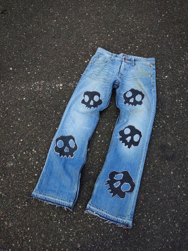 Vintage Vintage Number Nine Inspired Abstract Skull Patchwork Size US 34 / EU 50 - 1 Thumbnail