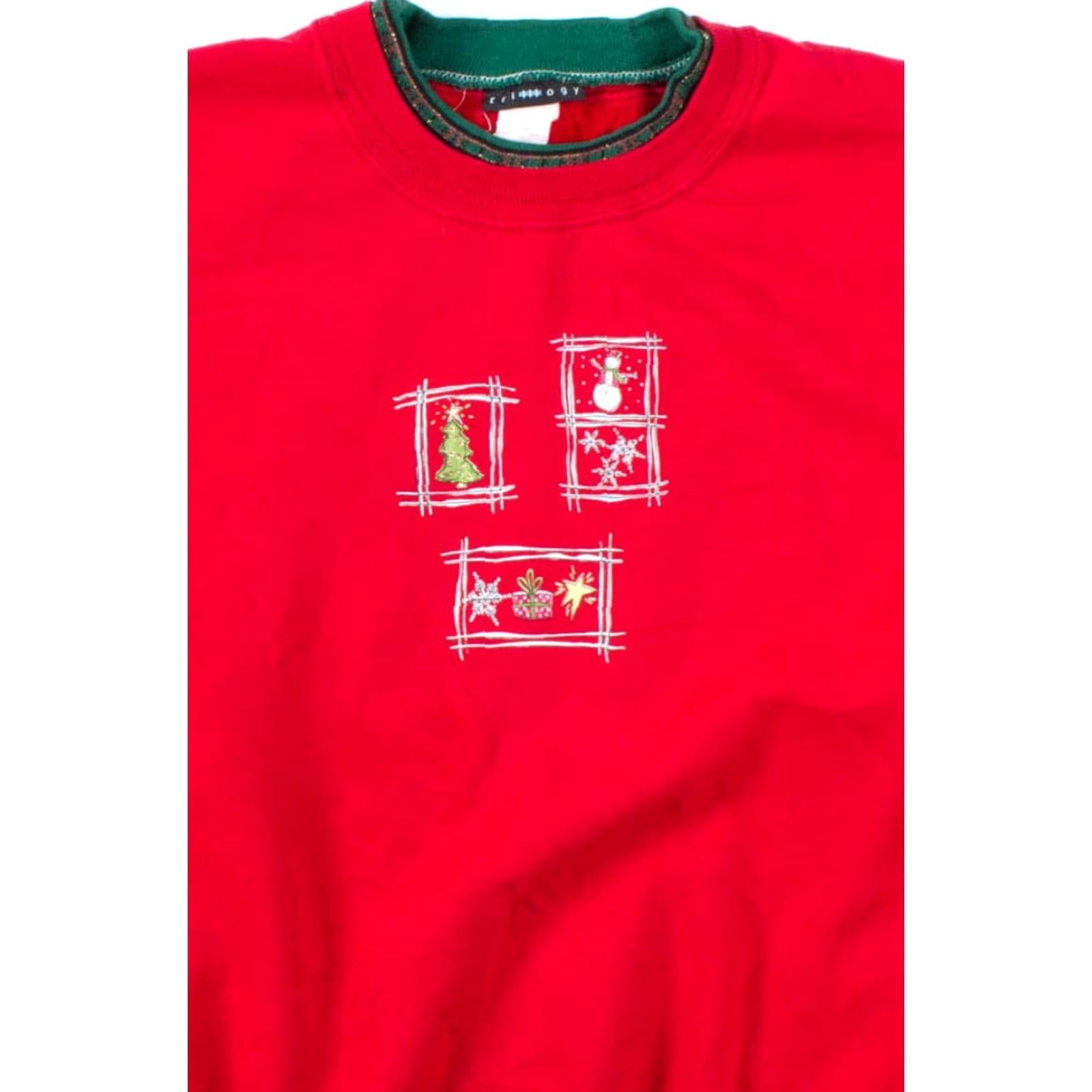 Vintage VINTAGE Red Ugly Christmas Sweatshirt 51908 Cotton/Polyester Trilllogy XS-L Present Size: XL-XXL Red Trees Mens Womens (adjusted) Size XL / US 12-14 / IT 48-50 - 2 Thumbnail