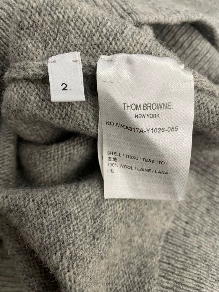 Thom Browne Thom Browne Gray four-striped wool round-neck sweater 2505- Size US M / EU 48-50 / 2 - 6 Thumbnail