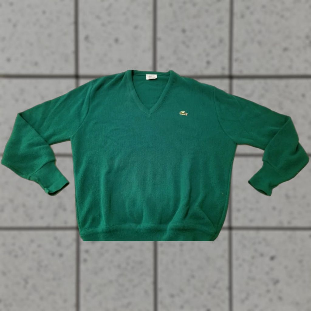 Izod VINTAGE Izod Lacoste V-Neck Sweater Mens L Green Pullover Sweater Mens Large Green Lacoste V-Neck - Vintage Mens Lacoste Sweater Green L Size US L / EU 52-54 / 3 - 1 Thumbnail