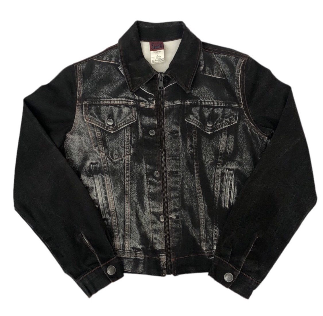 image of Jean Paul Gaultier “Trompe L’Oeil” Denim Jacket in Black, Men's (Size Small)