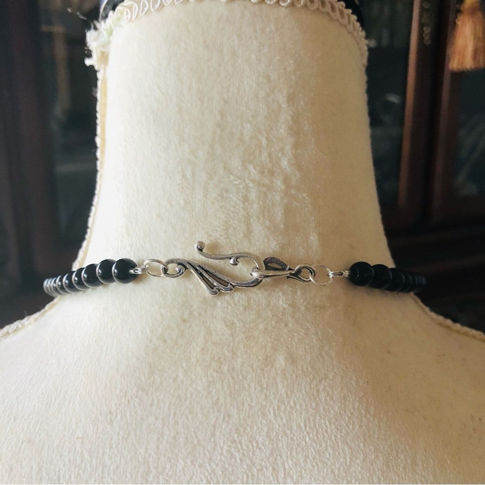 Handmade Handcrafted repurpose black glass crystal Pearl necklace Size ONE SIZE - 7 Thumbnail