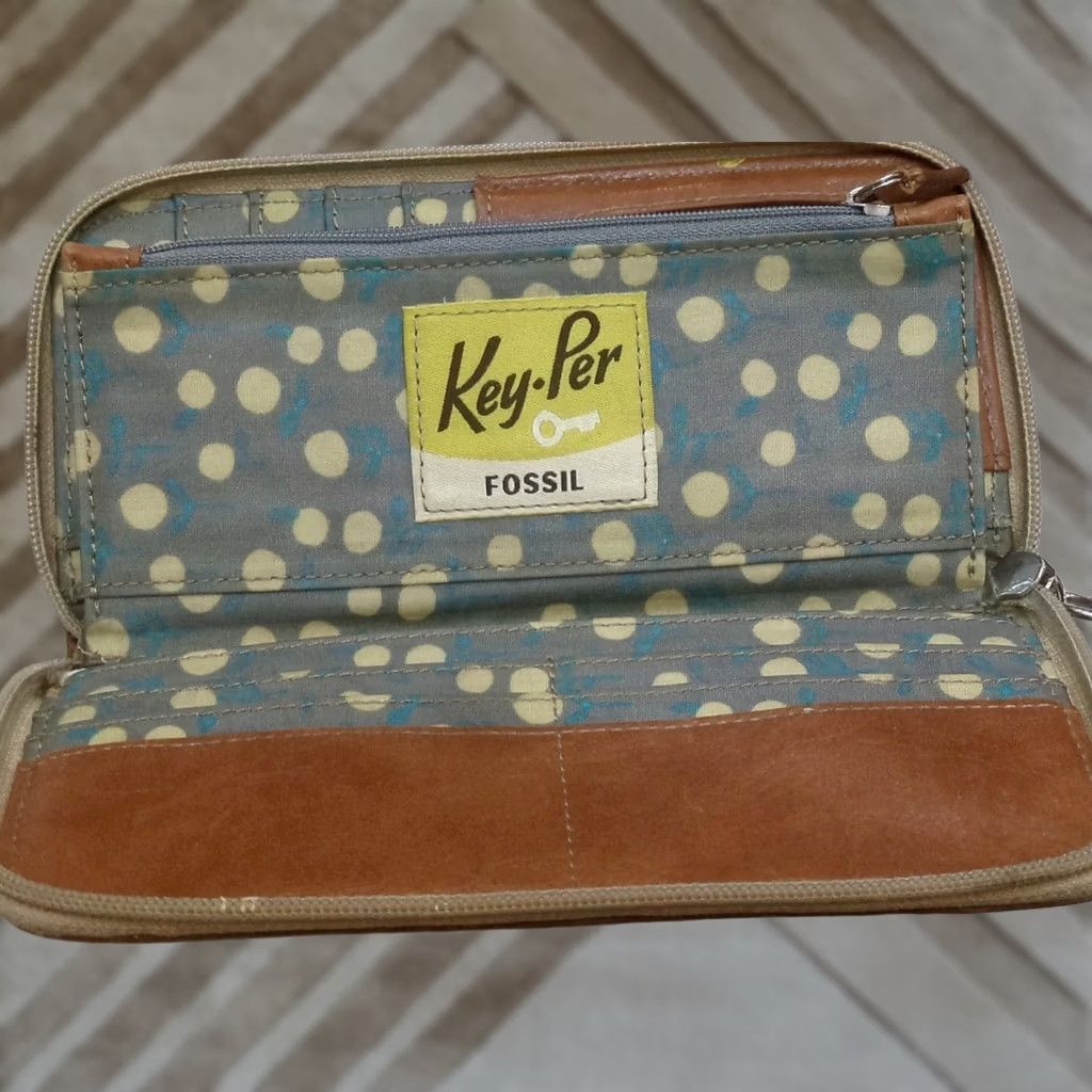 Fossil Fossil Zip-Around Wallet Geometric Pattern Multicolor Coated Canvas Womens One Size 8" x 3.5" Credit Card Size ONE SIZE - 1 Thumbnail