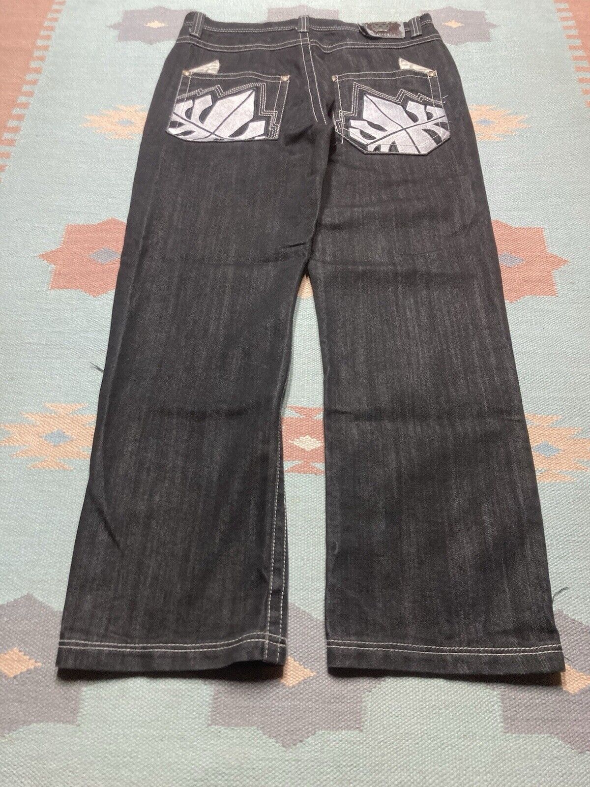 Vintage y2k baggy jeans ablanche embroidered cyber goth skate 36x31 Size US 36 / EU 52 - 2 Thumbnail