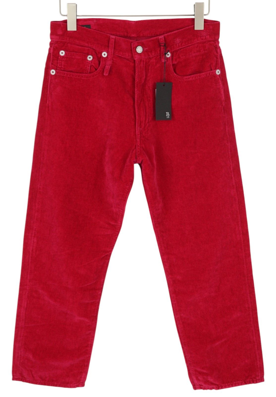 R13 BOYFRIEND 26 Raspberry Velvet Linen Cropped Trousers 85845 Size 26" / US 2 / IT 38 - 3 Thumbnail