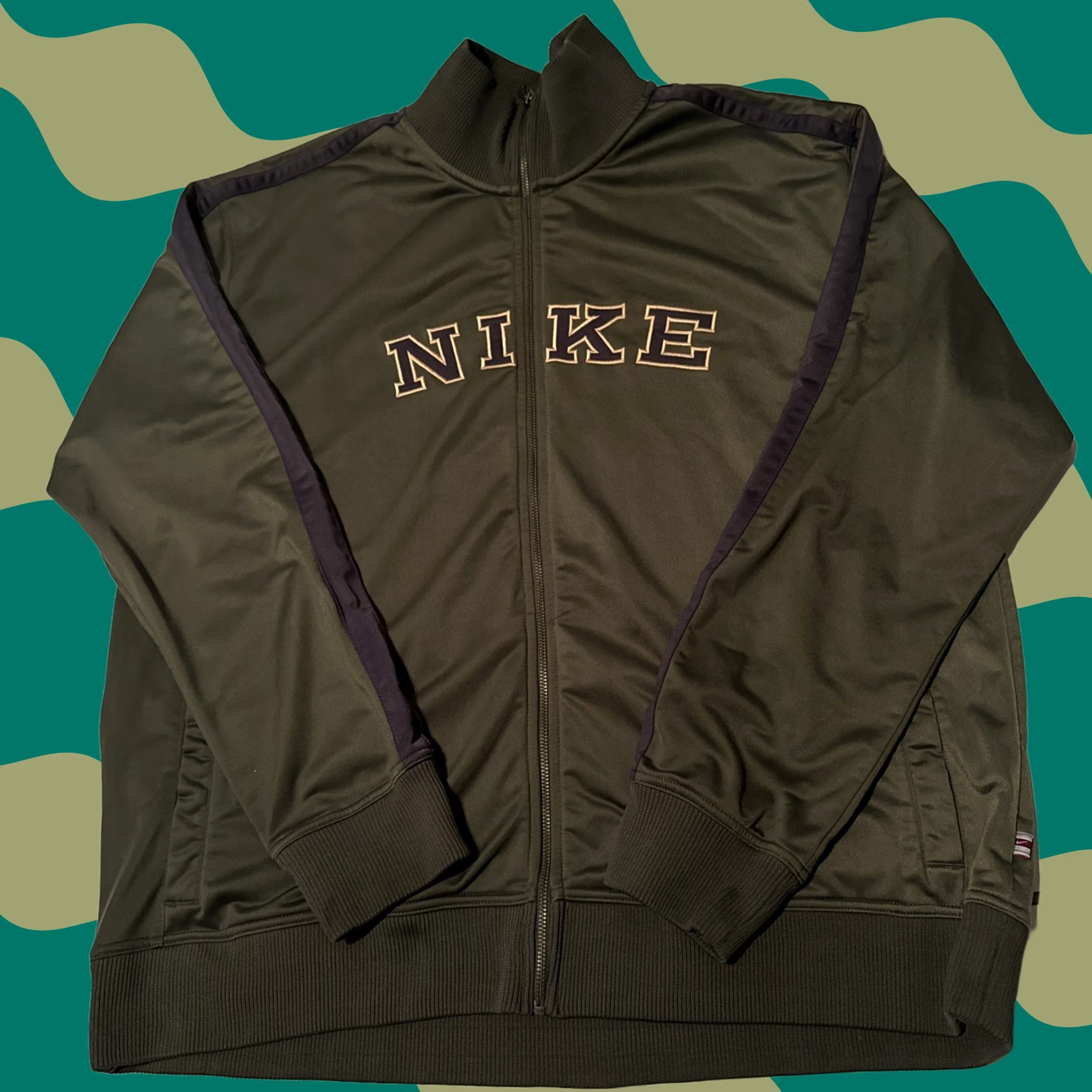 Nike Vintage 1990s Nike Windbreaker khaki & green pullover | Grailed